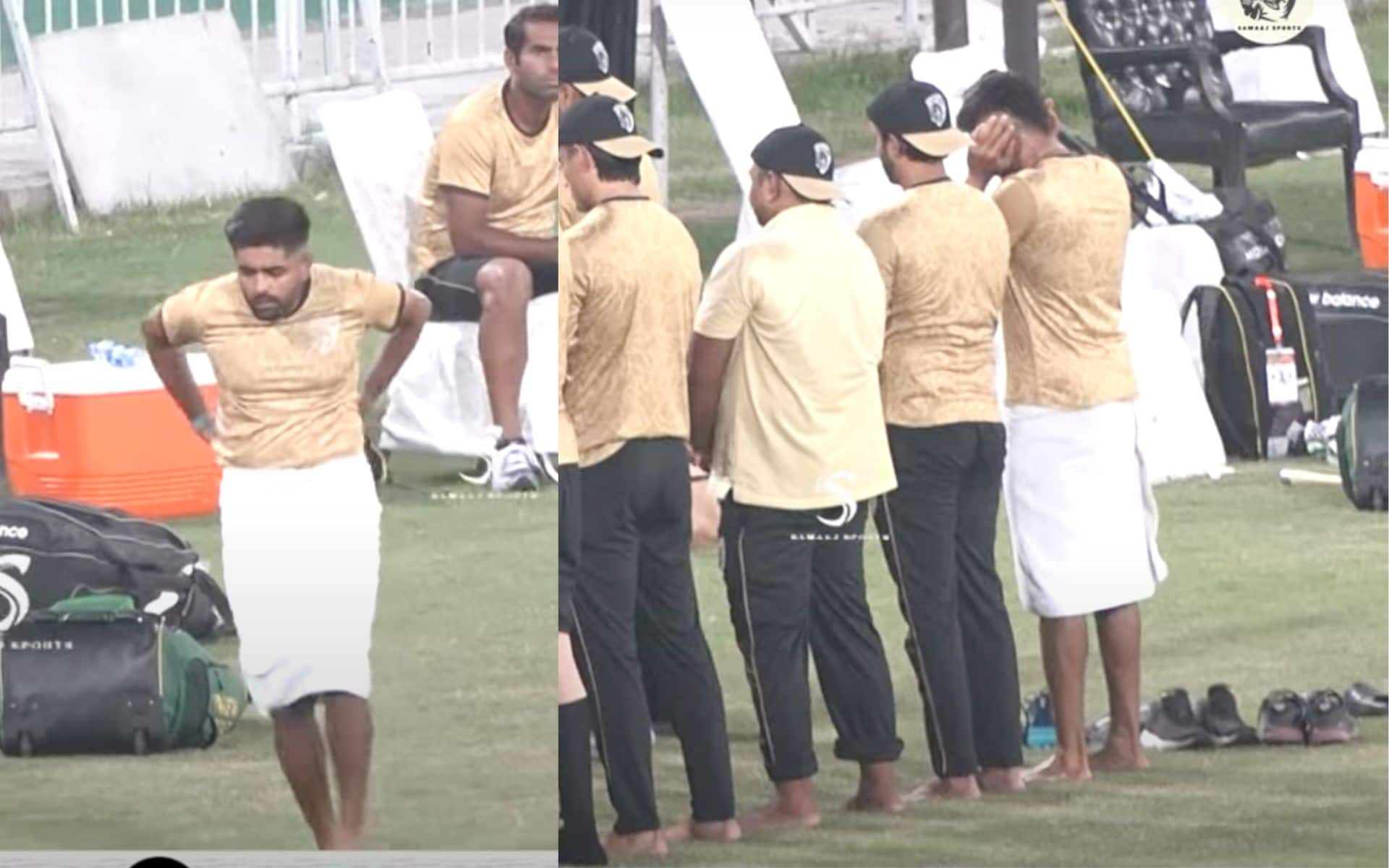 Babar Azam praying in a towel (X.com)