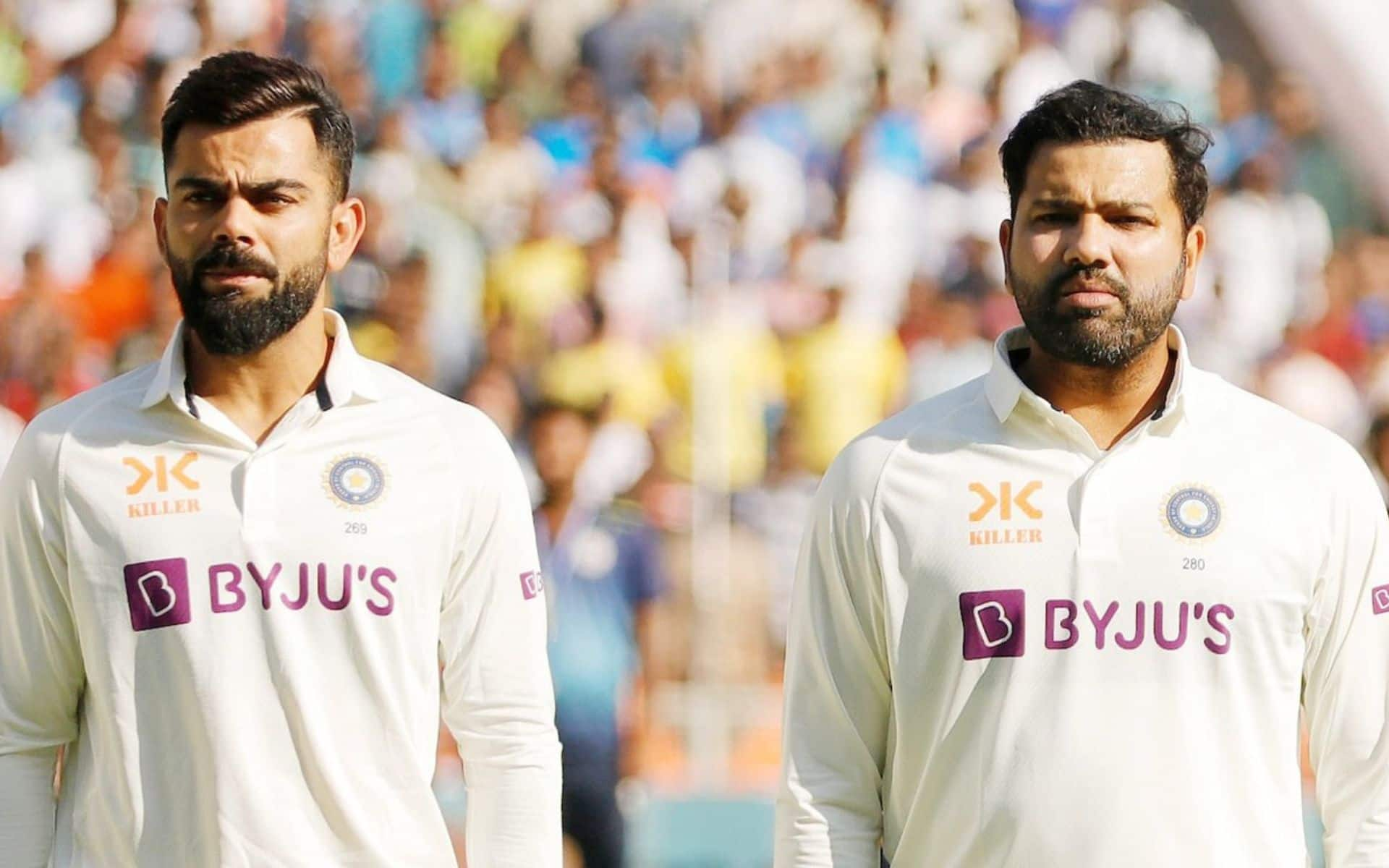 Virat Kohli and Rohit Sharma in Test kits for India (X.com)