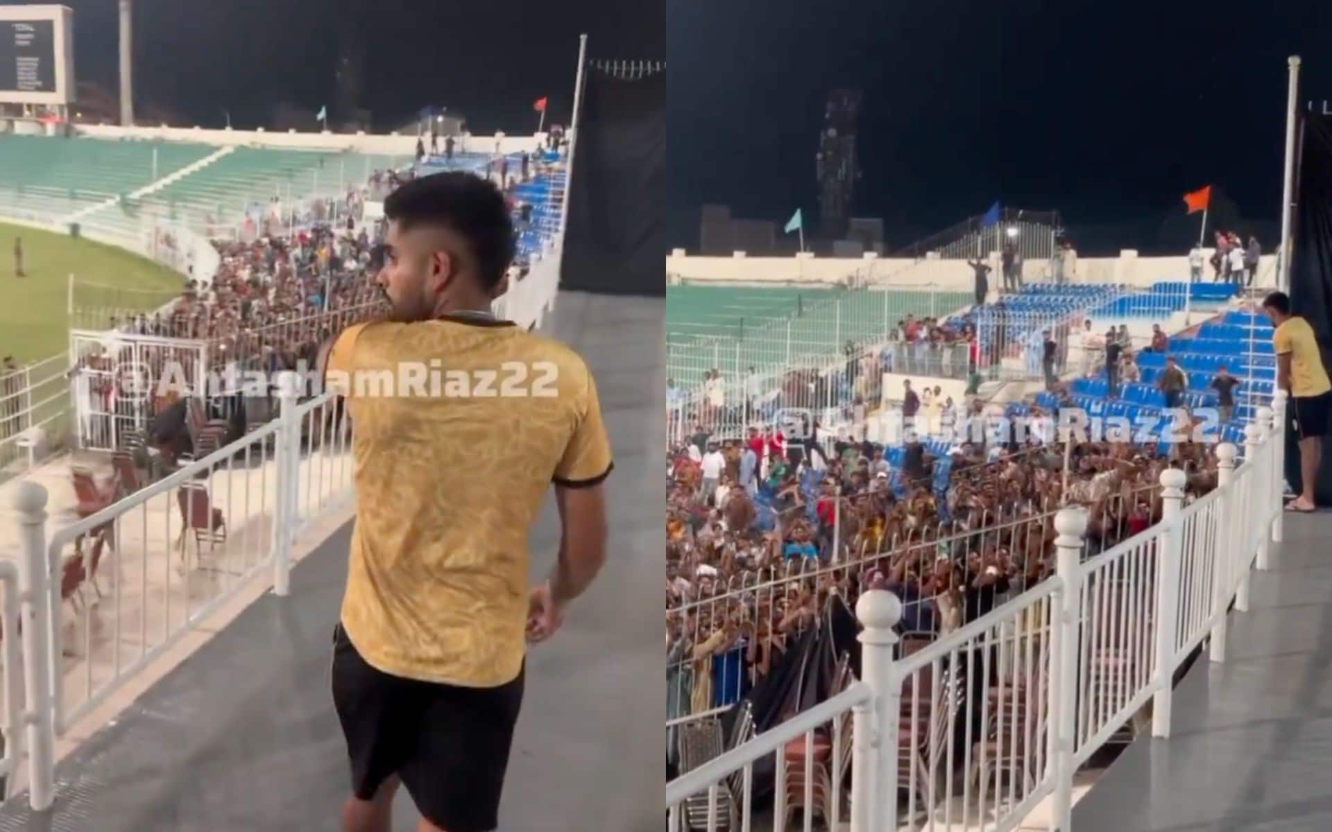 Babar Azam waves at fans supporting him (X.com)