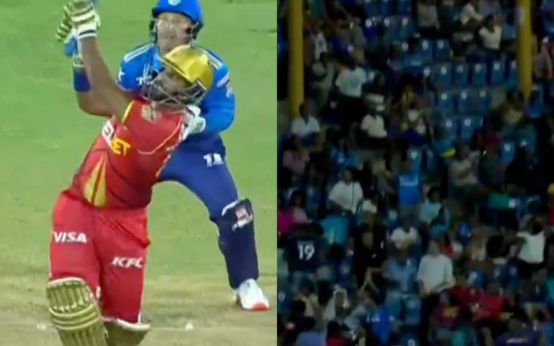 Nicholas Pooran hit a massive maximun in the 12th match of CPL 2024 [X]