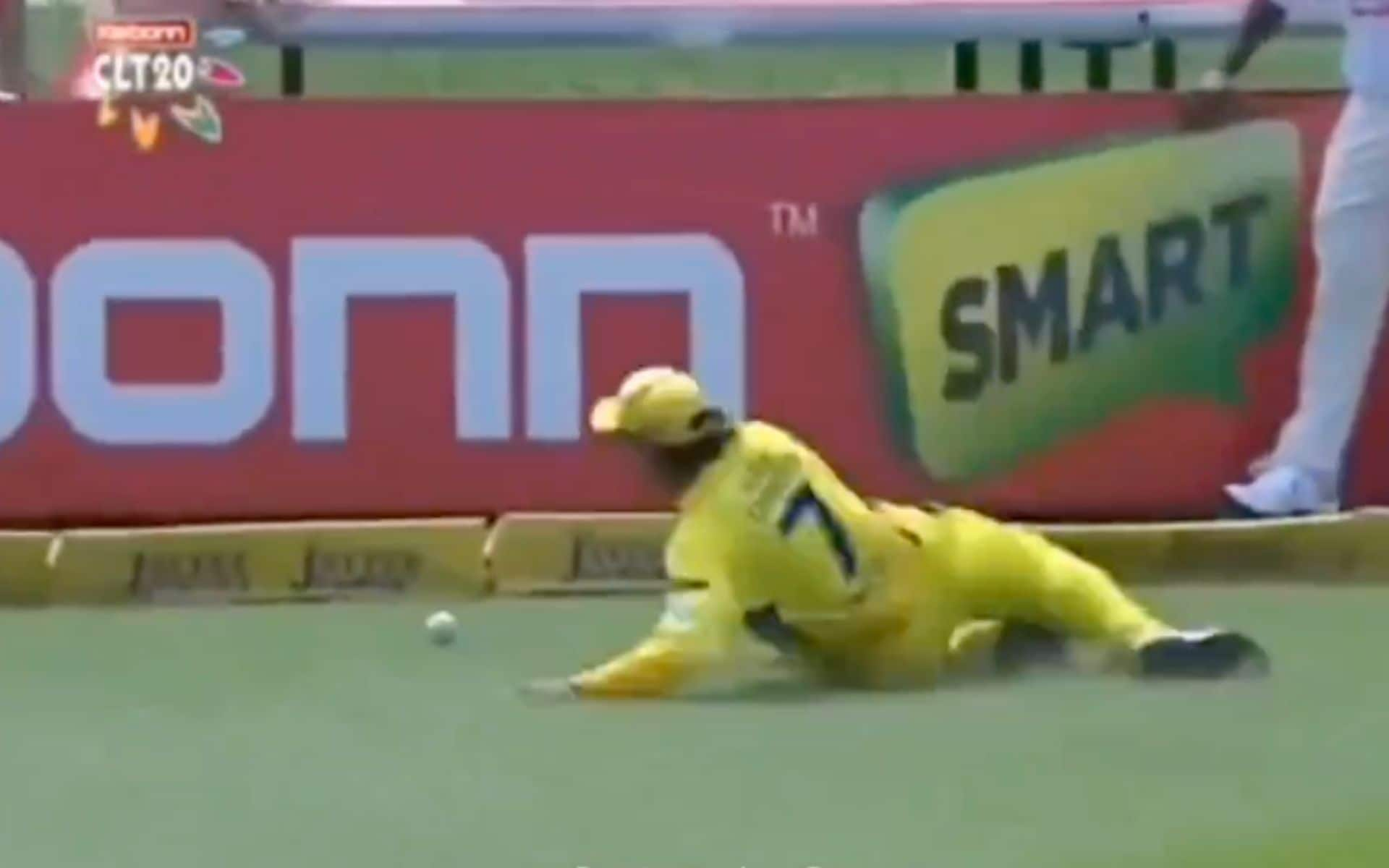 MS Dhoni's diving effort to save runs for CSK in rare fielding moment (X.com)