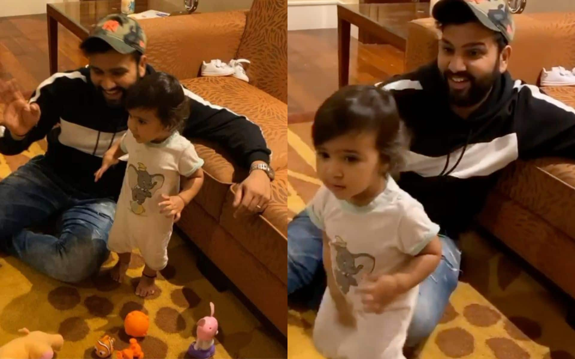 Rohit Sharma's Daughter Samaira imitates Bumrah (X)