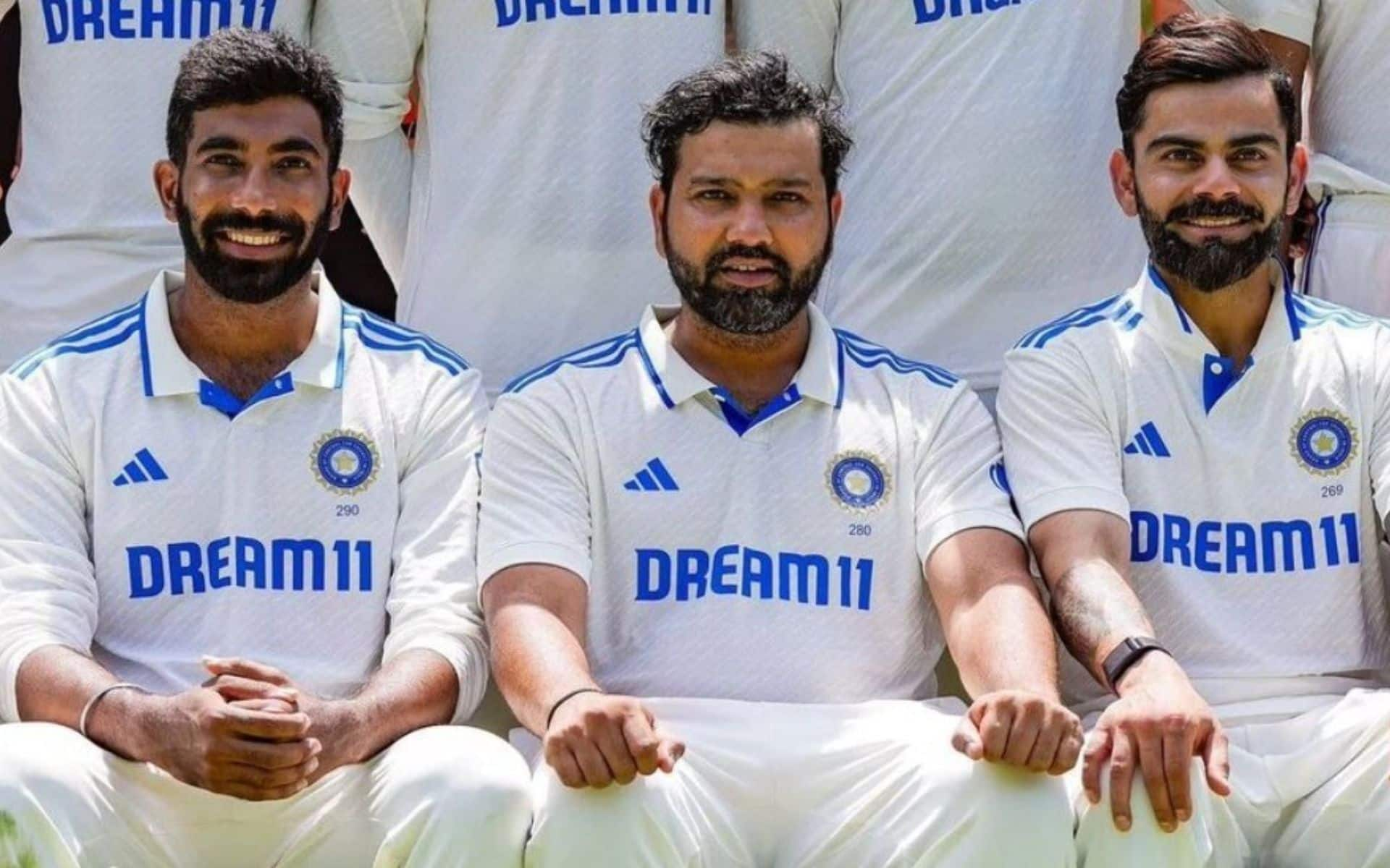 Bumrah, Rohit Sharma and Virat Kohli (x)