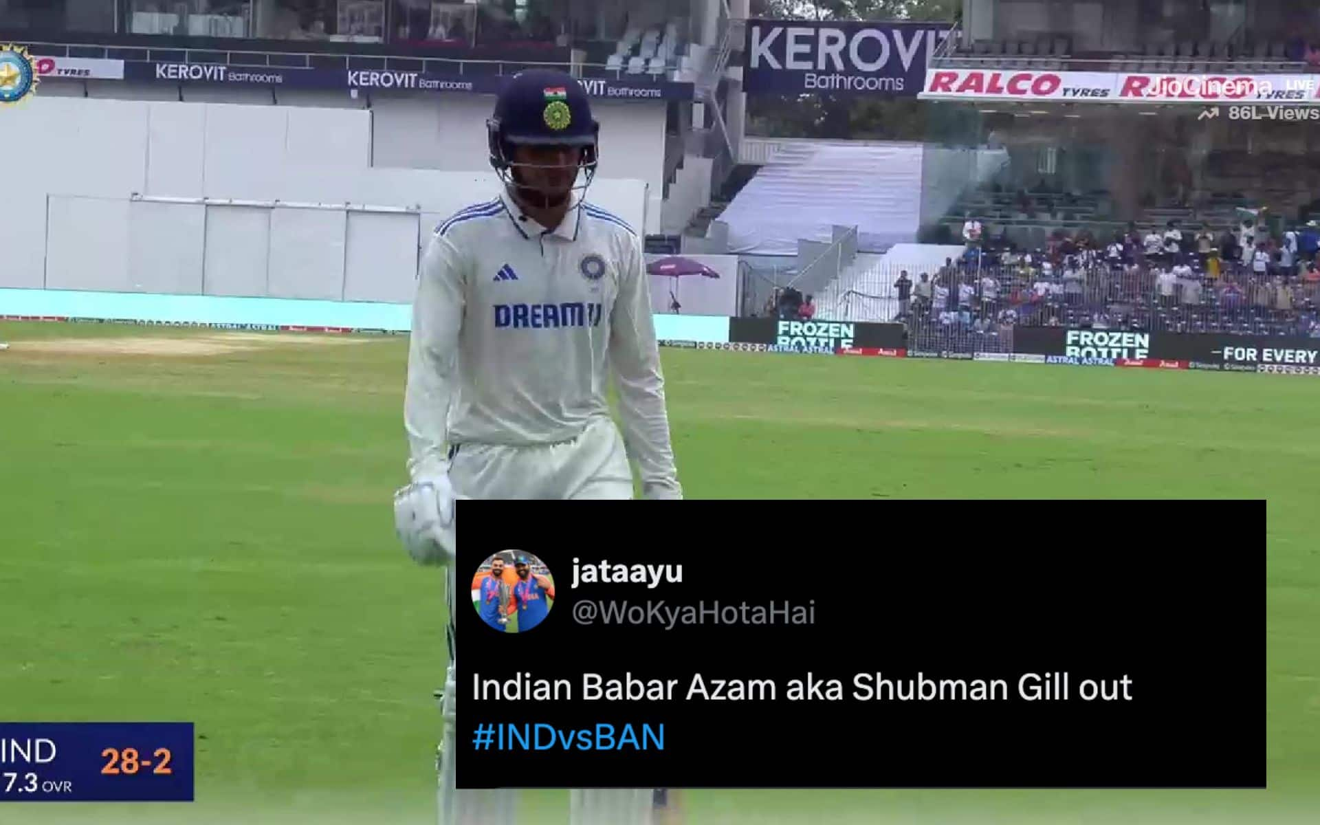 Shubman Gill failed to perform Vs BAN (X)