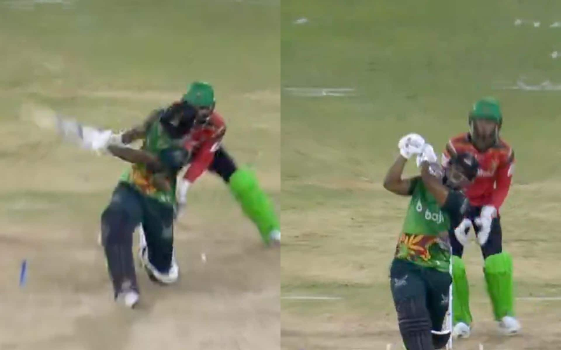 Evin Lewis going full throttle against Imran Tahir in CPL 2024 [X]