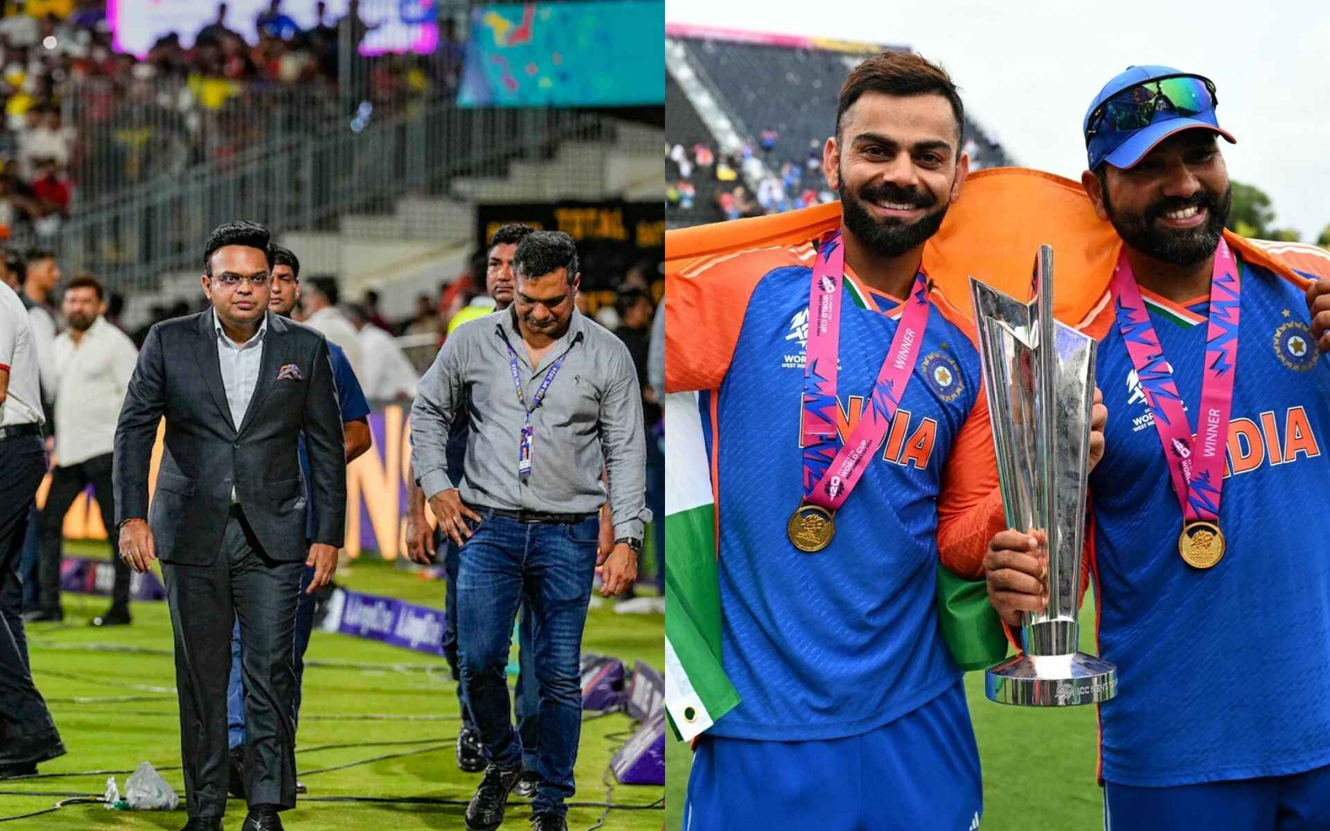 Jay Shah with Virat Kohli and Rohit Sharma (X)