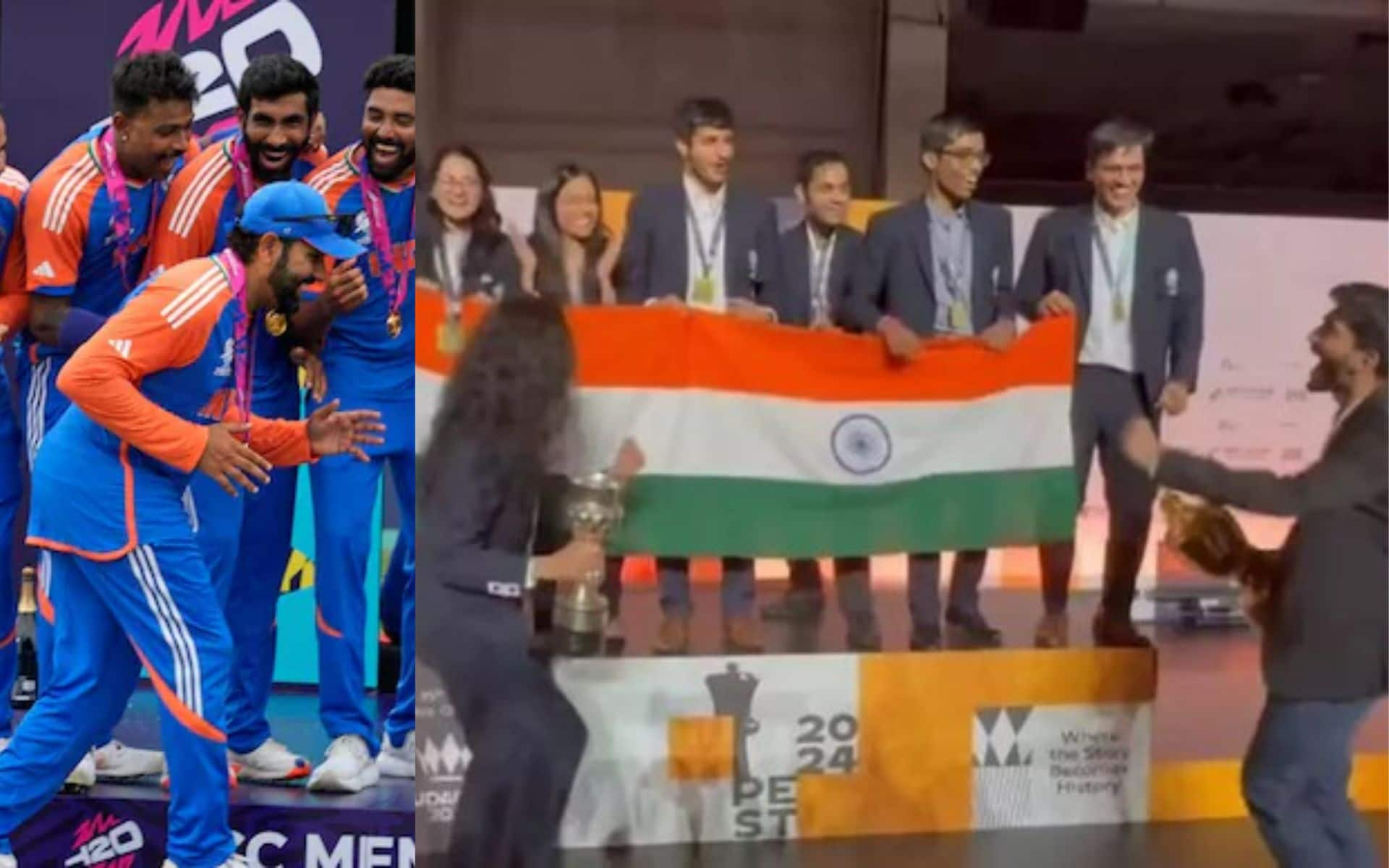 Rohit Sharma’s legendary trophy walk recreated (X)