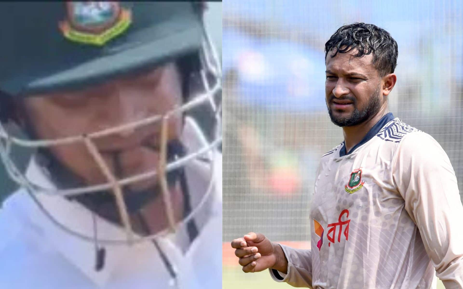 Shakib Al Hasan was spotted biting on a black strap (X.com)