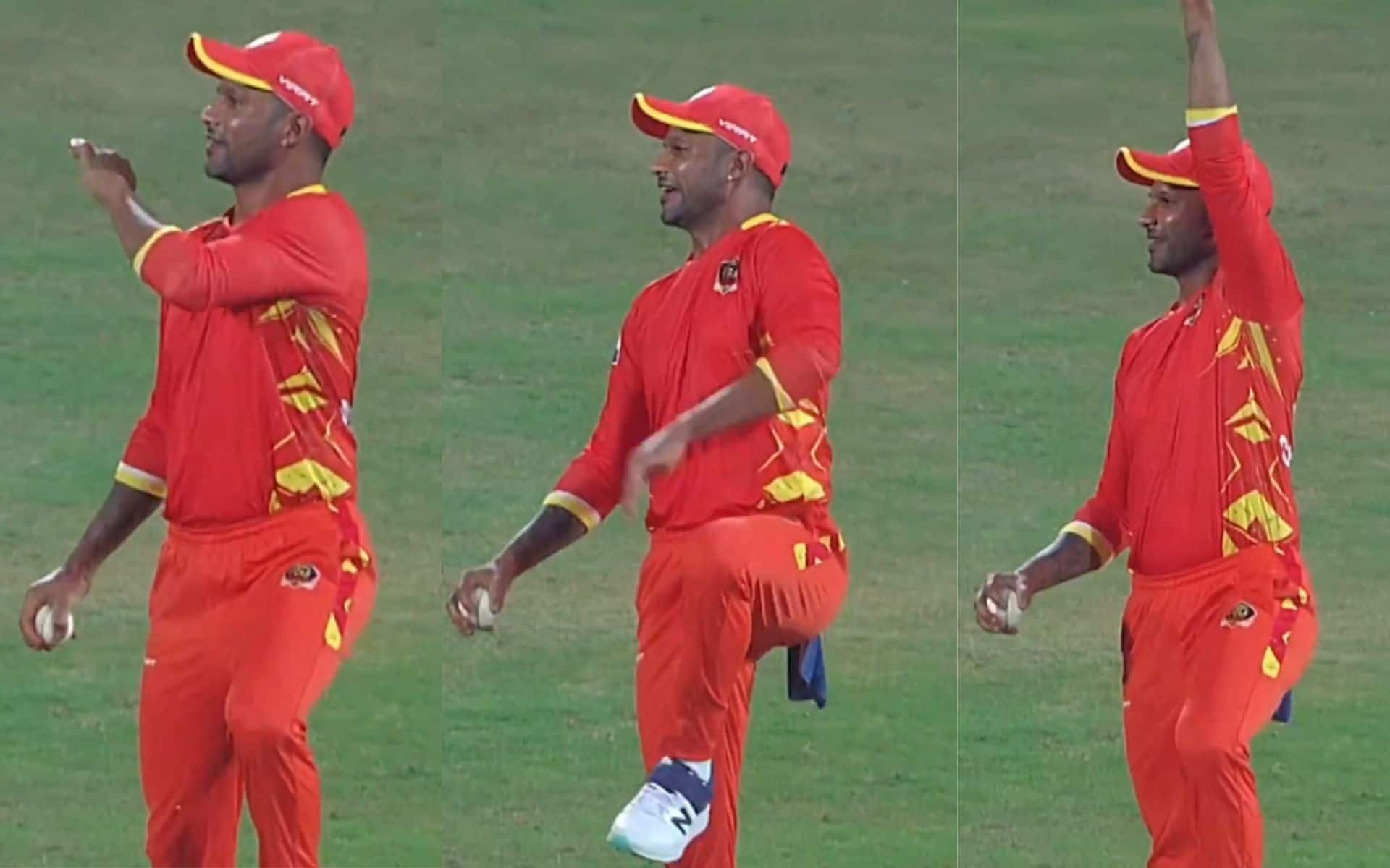 Shikhar Dhawan doing his iconic celebration (X)