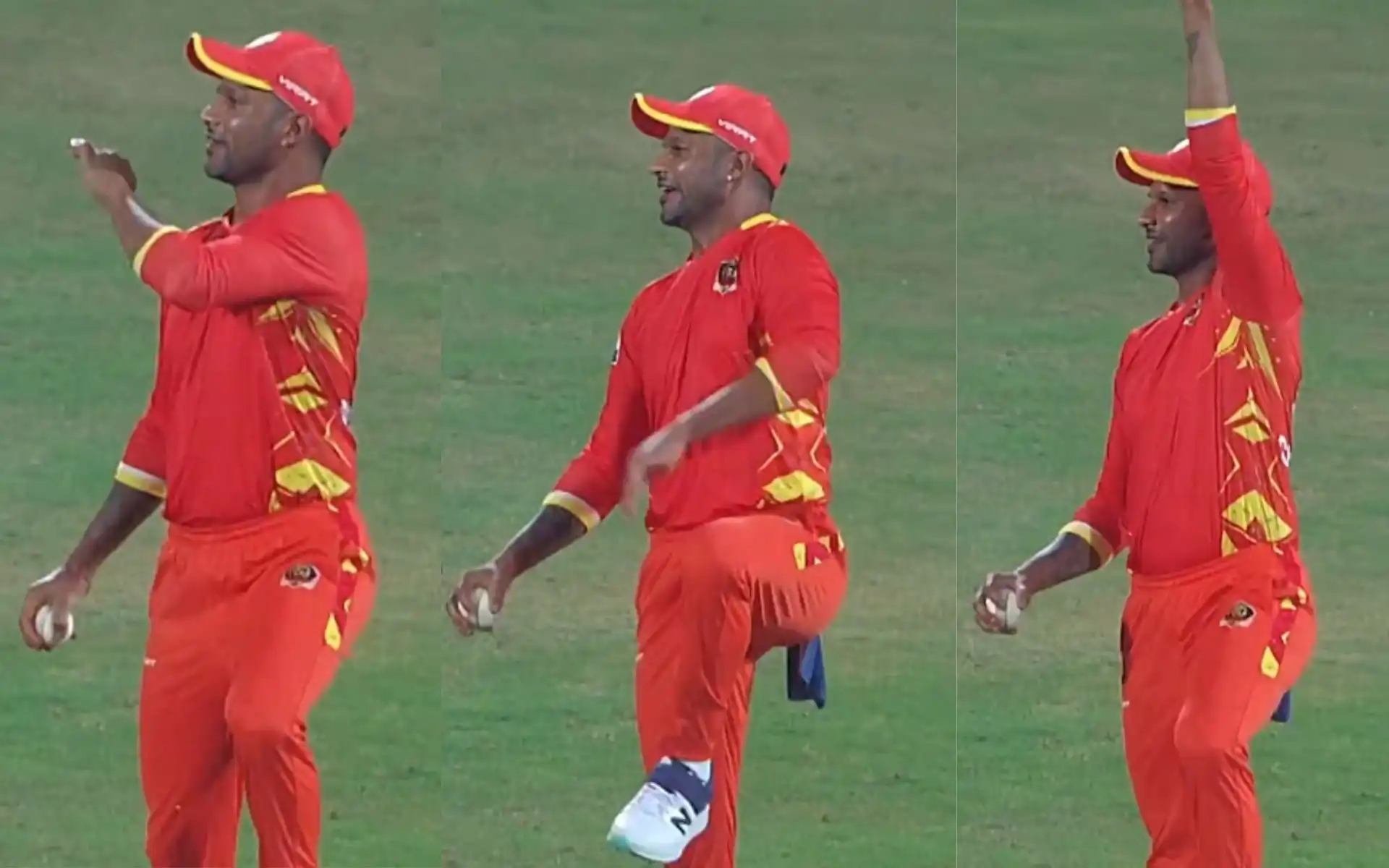 Shikhar Dhawan doing his iconic celebration (X)