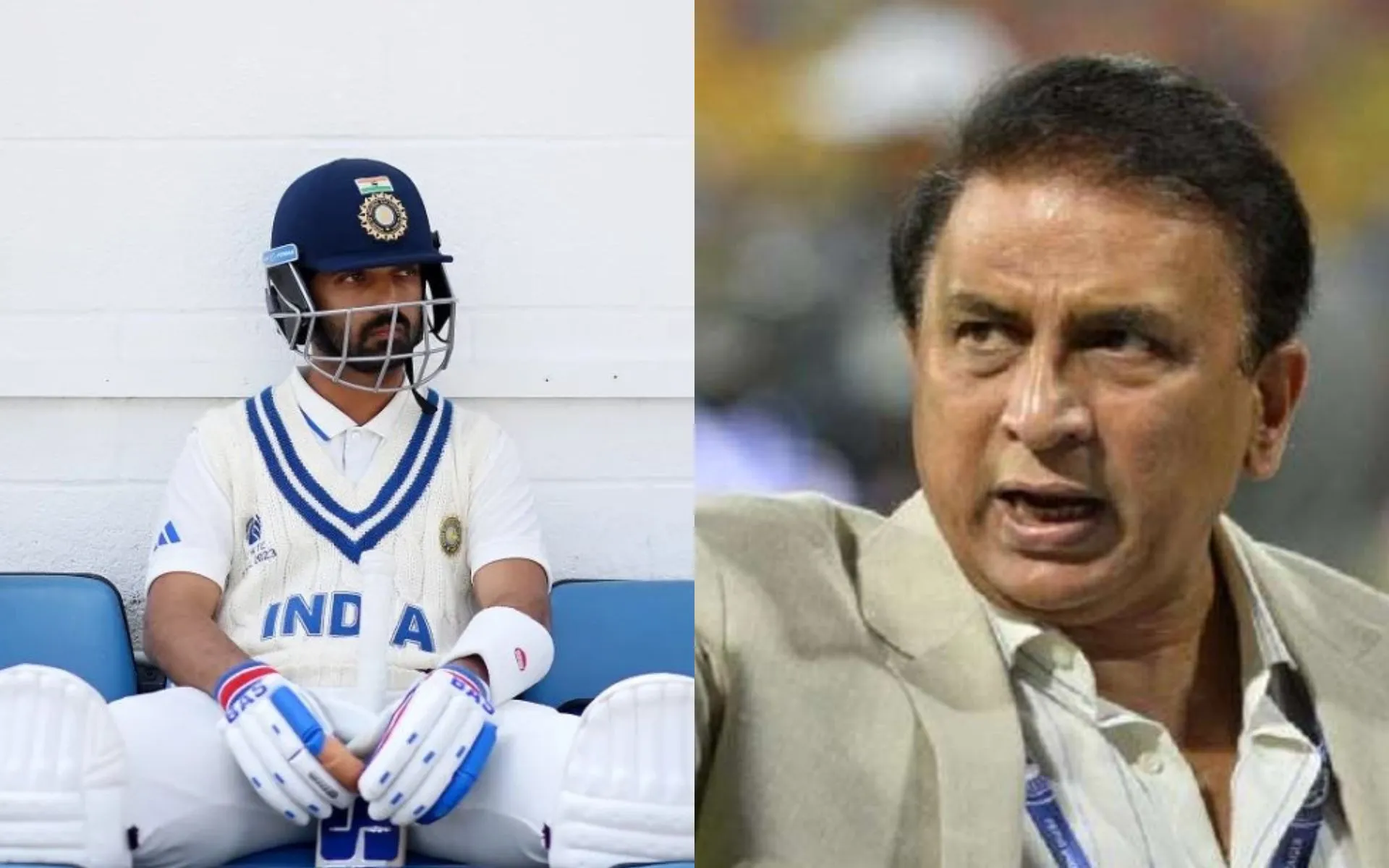 Ajinkya Rahana (L) and Sunil Gavaskar (R) (X.com)