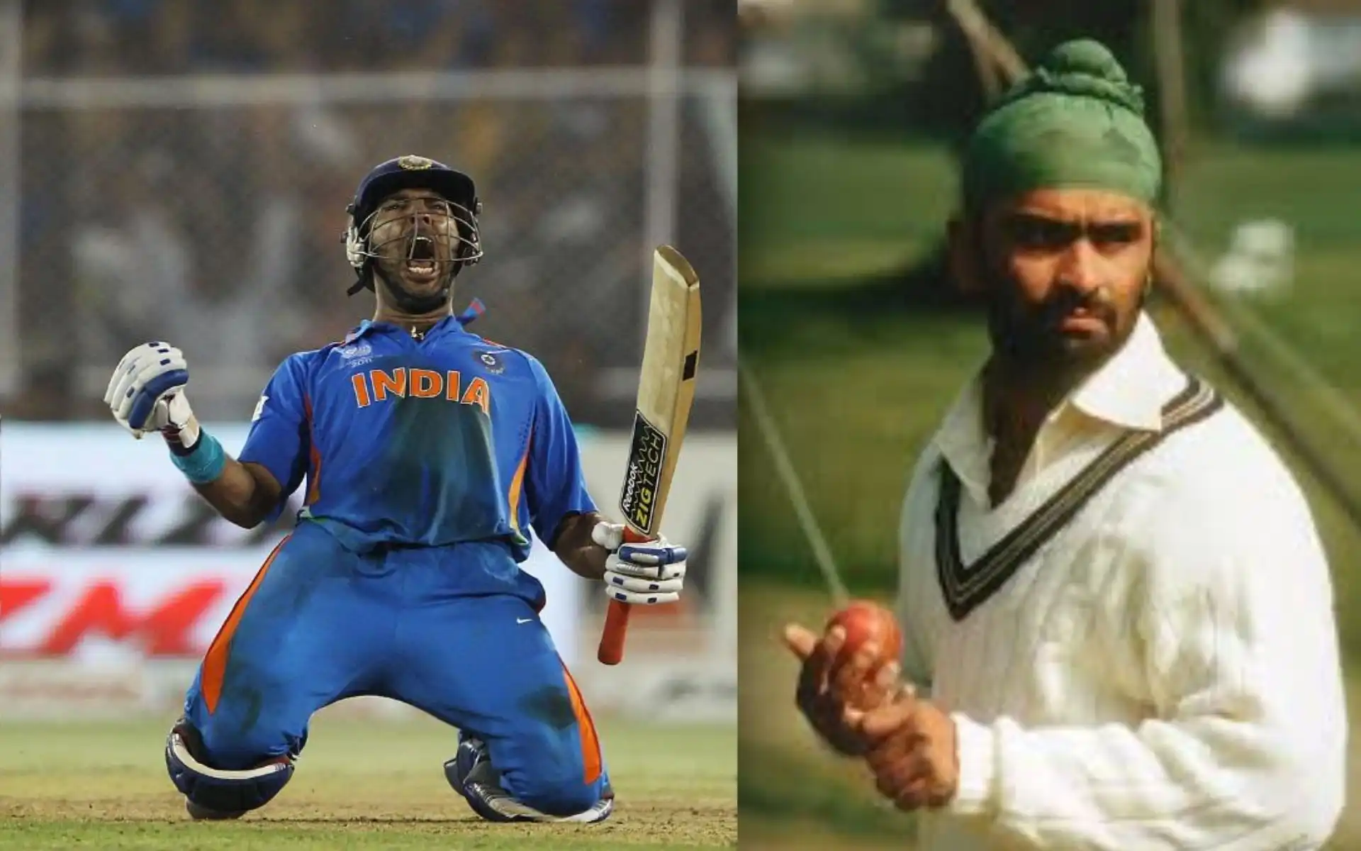 Yuvraj Singh (L) and Bishan Singh Bedi (R) [Image courtesy: @Johns and @vijaylokapally]