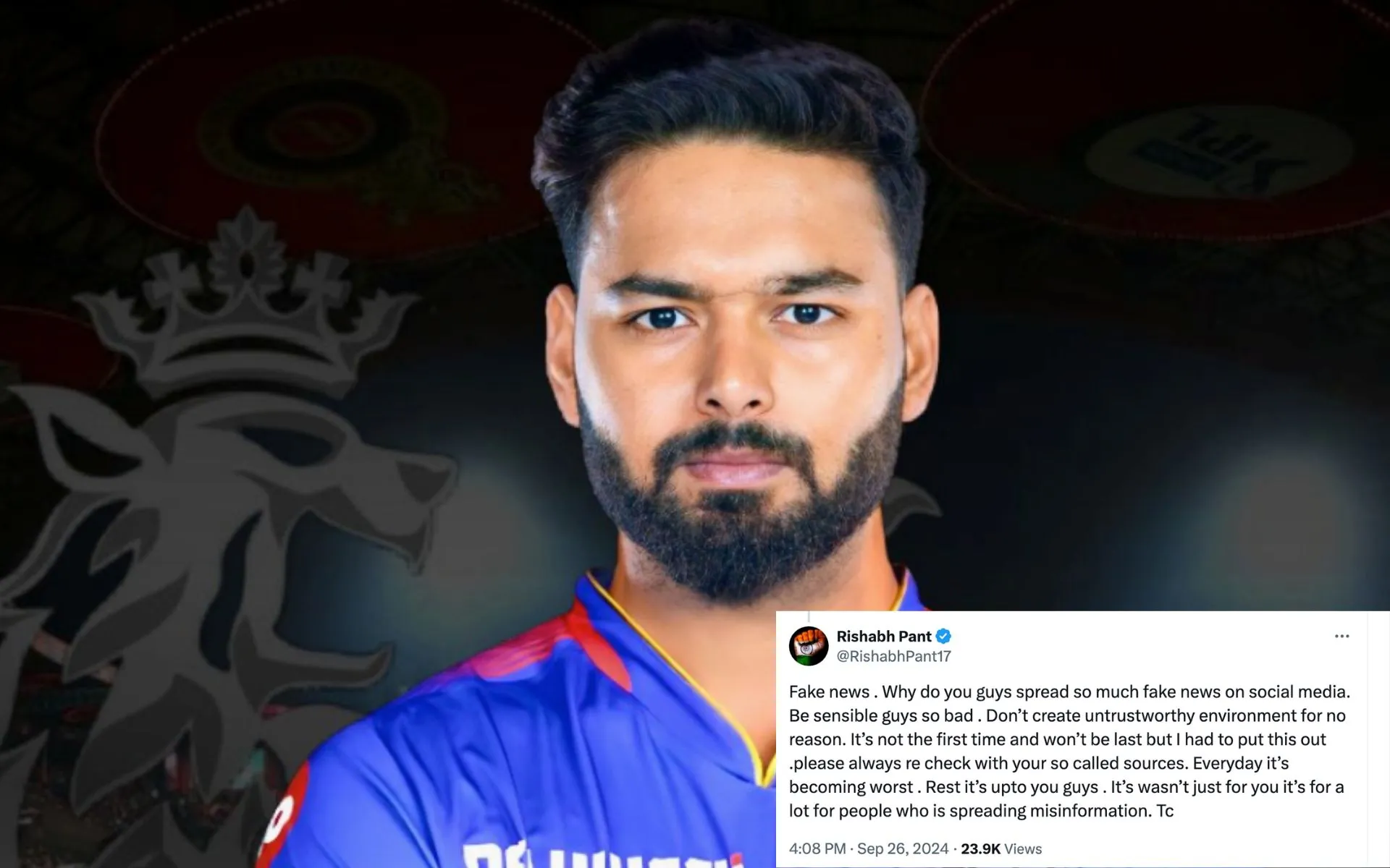 Rishabh Pant slams fan on Twitter after false rumours (@Rajiv1841/X)