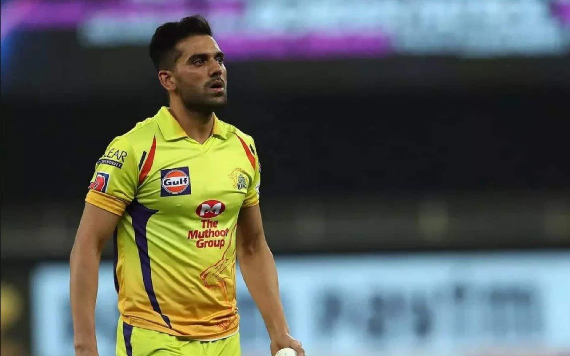 Chennai Super Kings's pacer Deepak Chahar [Source: @mufaddal_vohra/X.com]