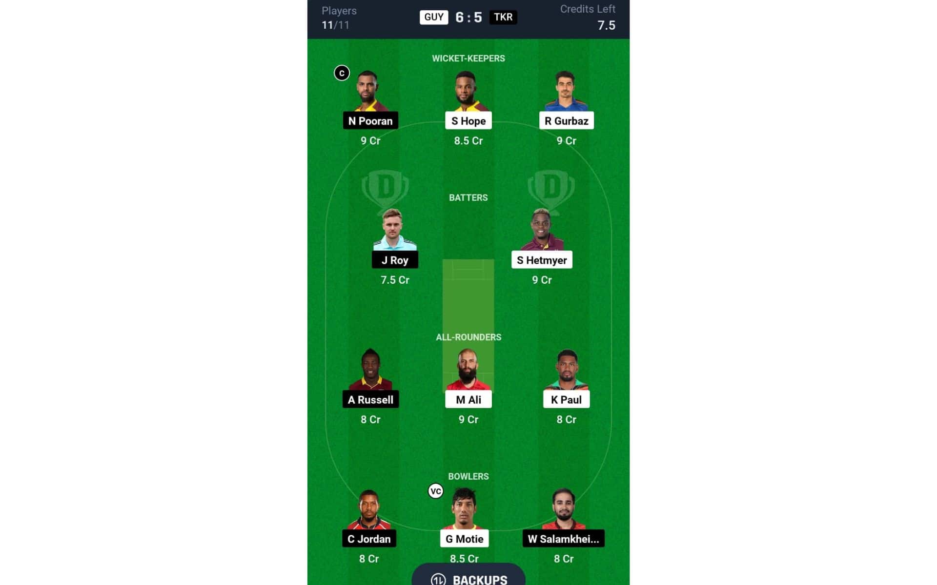 GUY vs TKR Dream11 Prediction Today Match, Fantasy Cricket Tips