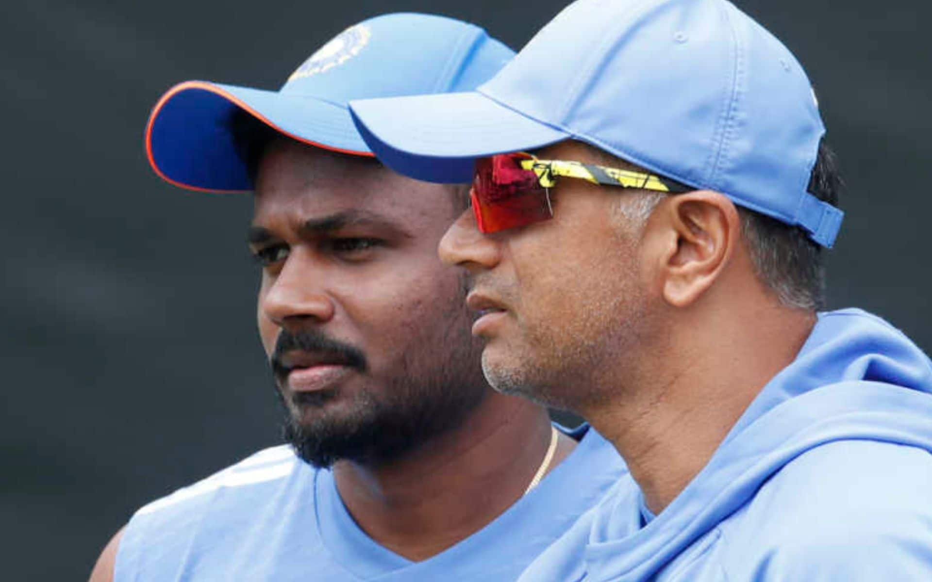 Rahul Dravid and Sanju Samson [Source: @mufaddal_vohra/x.com]