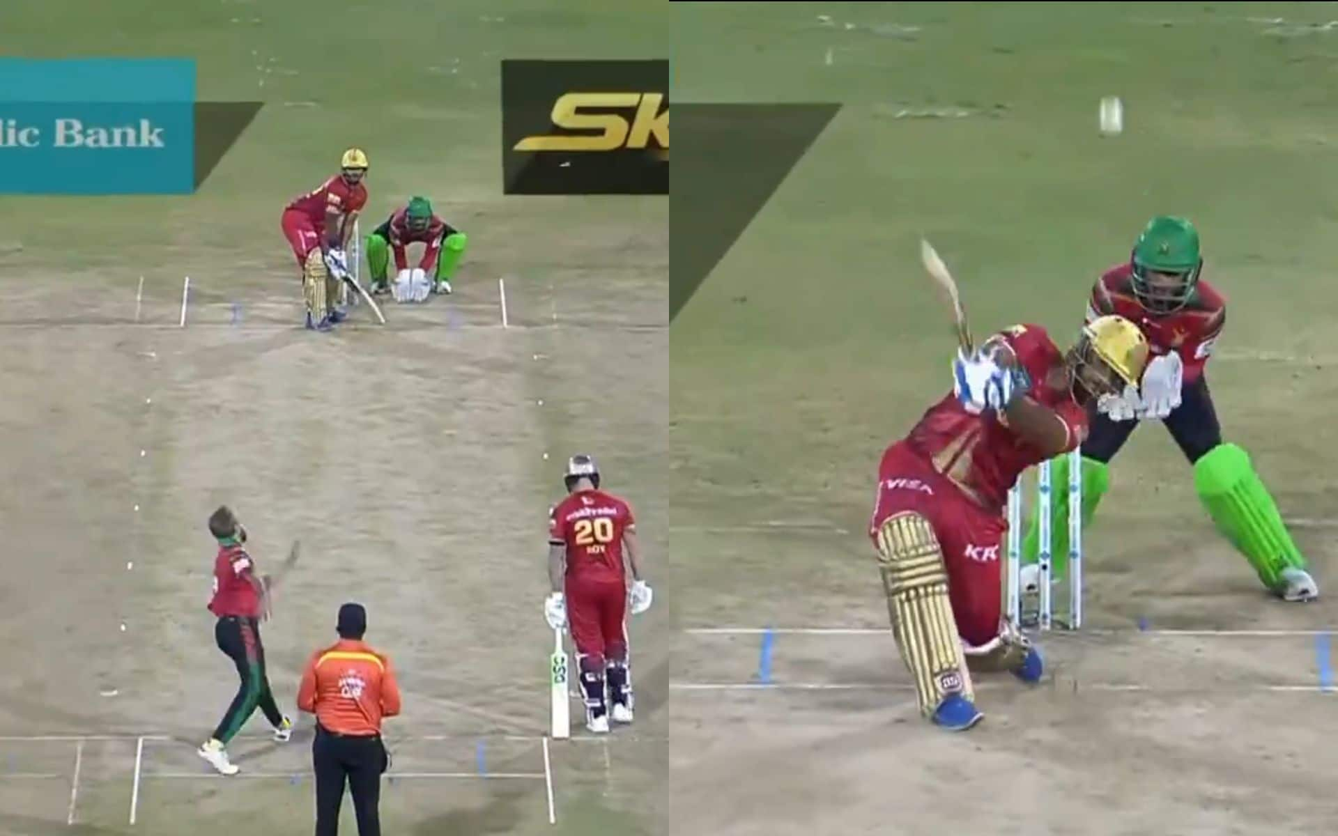 Nicholas Pooran smashing Imran Tahir (Screengrab from @CPL/X.com)