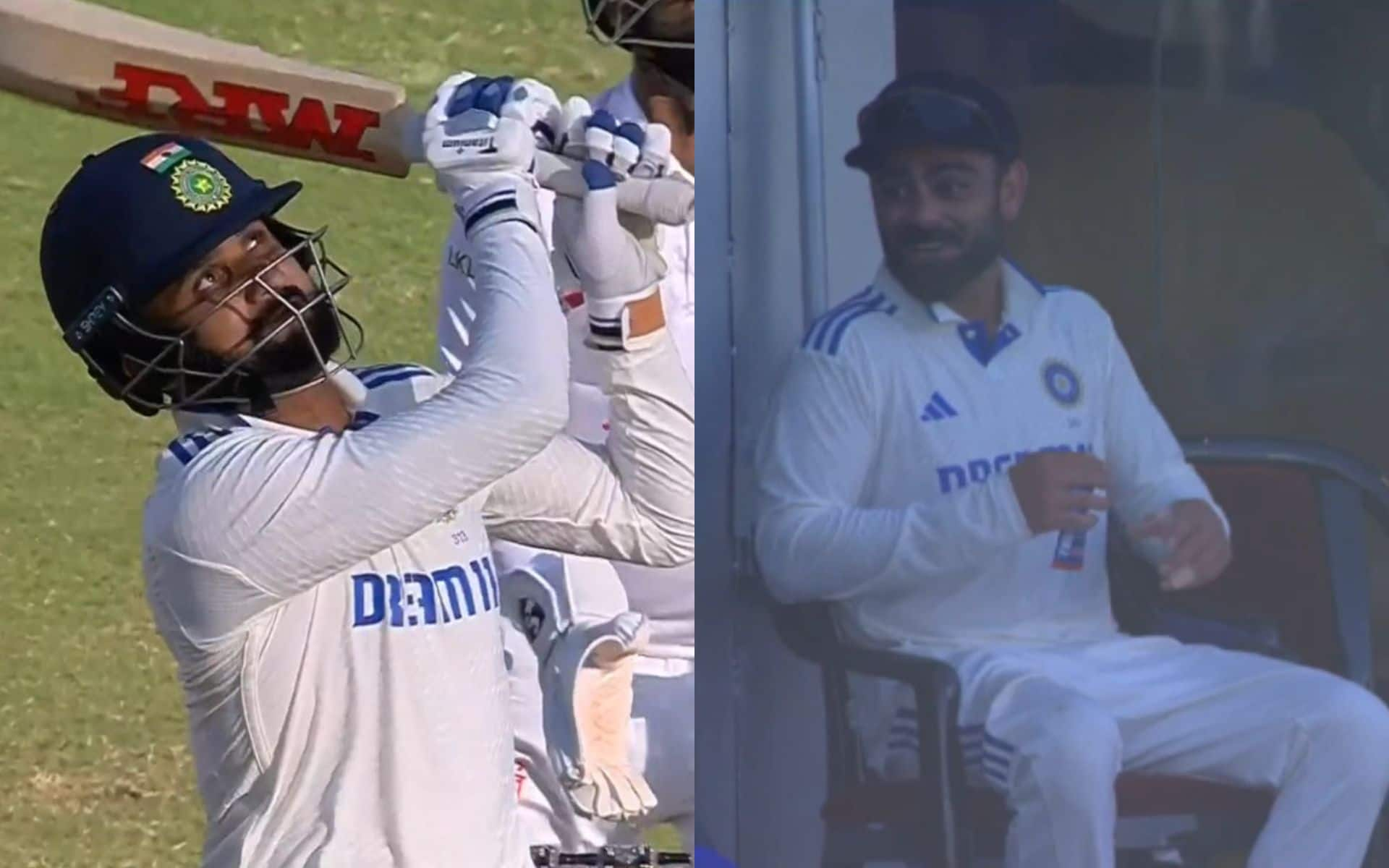 Virat Kohli Smiles After Akash Deep's Sixes - (Source: @Johns/X.com)