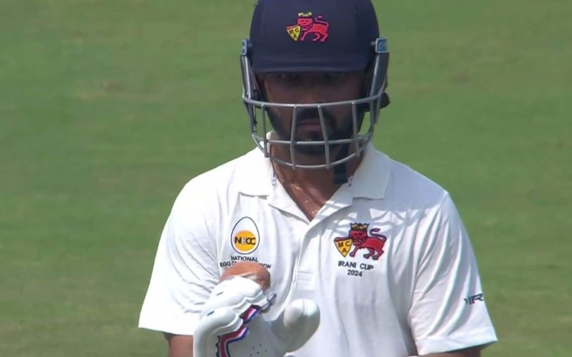 Ajinkya Rahane during his knock in Irani Cup 2024 [Source: @mufaddal_vohra/x.com]