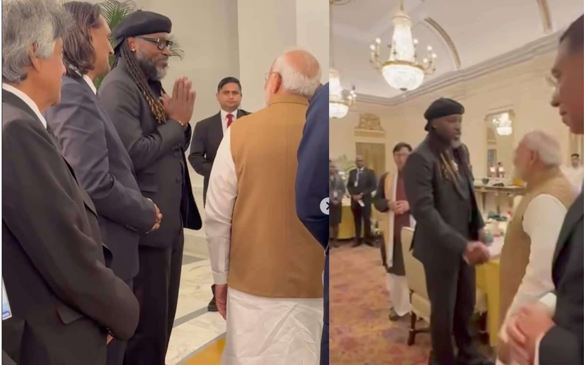 Gayle and Modi-(Source: @ScreenGrab)