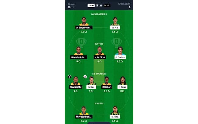 PK-W vs SL-W, Women's T20 World Cup 2024: Dream11 Team 1 [Source: @Dream11 App]