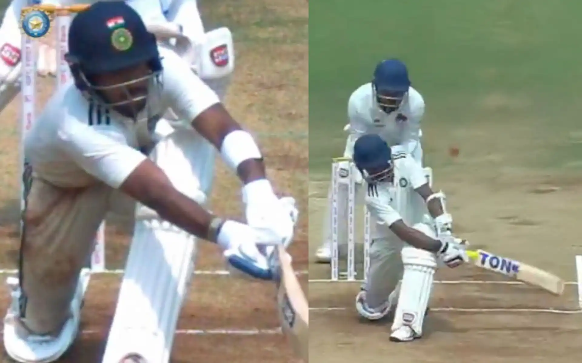 Dhruv Jurel and Abhimanyu Easwaran were dismissed by Shams Mulani [Source: Screen grab from @BCCIdomestic/x.com]