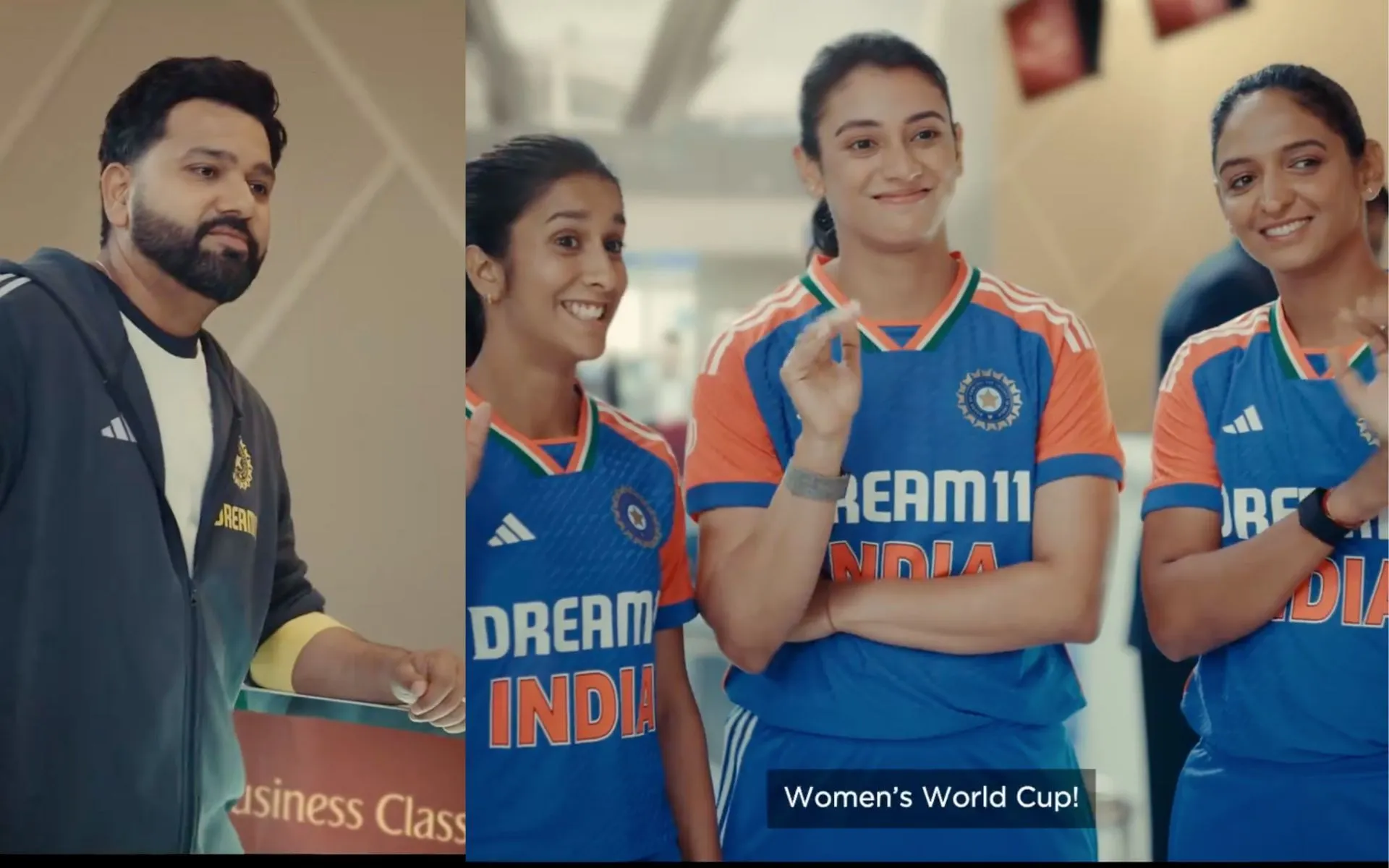 Rohit Sharma along with Mandhana, Jemimah And Harmanpreet (Source: @ImRo45/x.com)