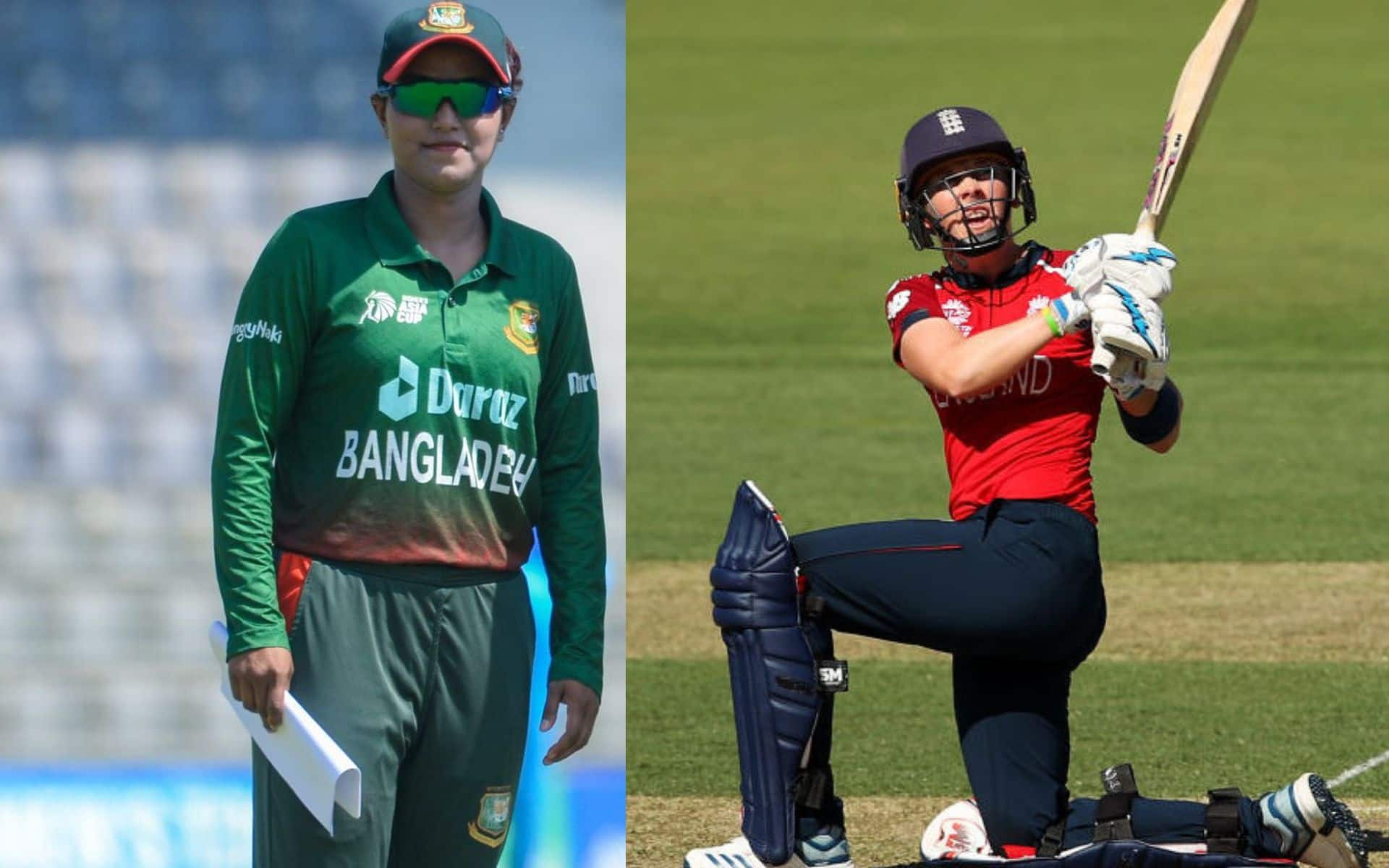 Nigar Sultana Jyoti and Heather Knight [Source: @AtharAliKhan97,@ICC/x.com]