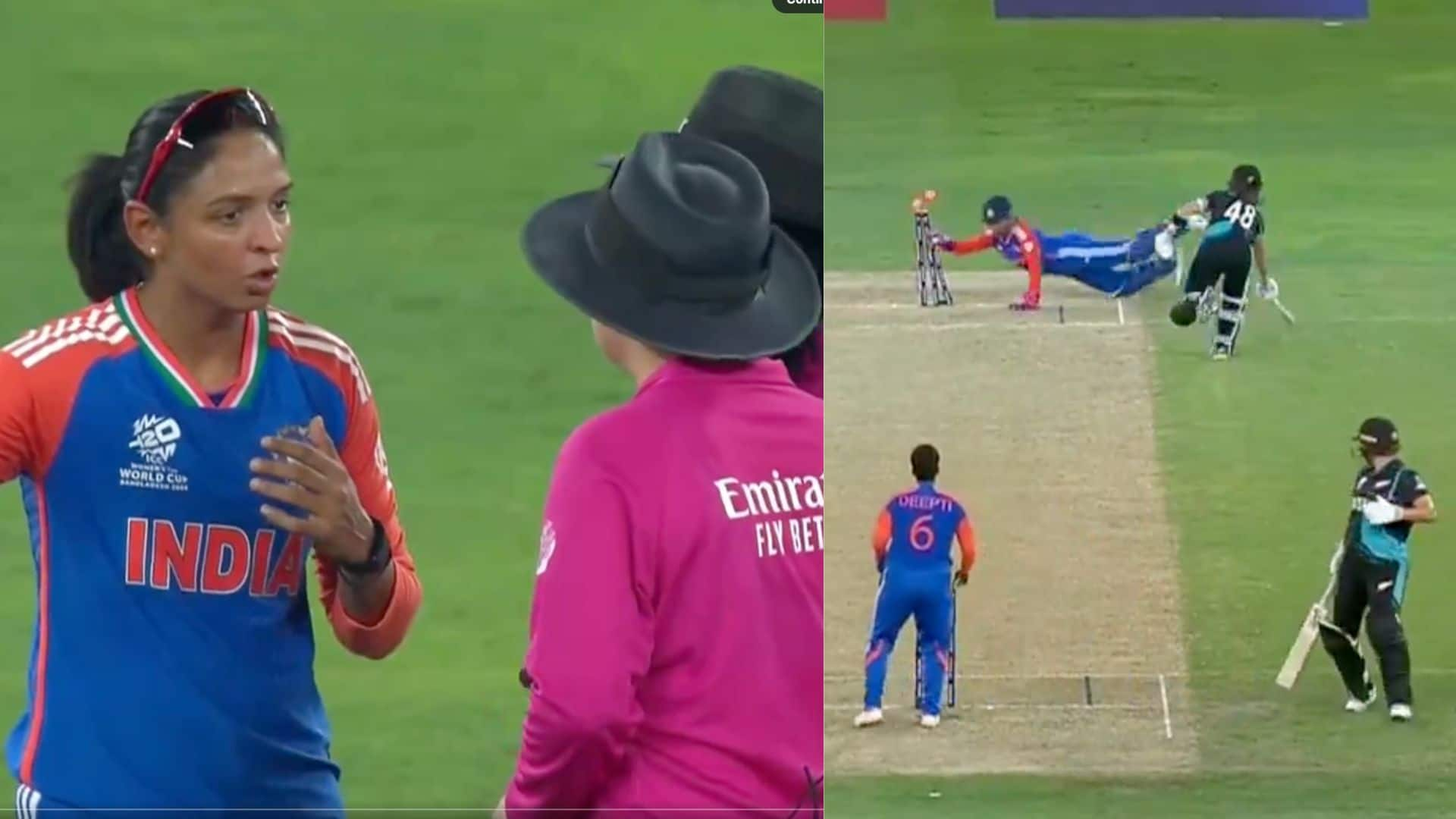 Harmanpreet arguing with the umpire [Source: @cricket543210/X]