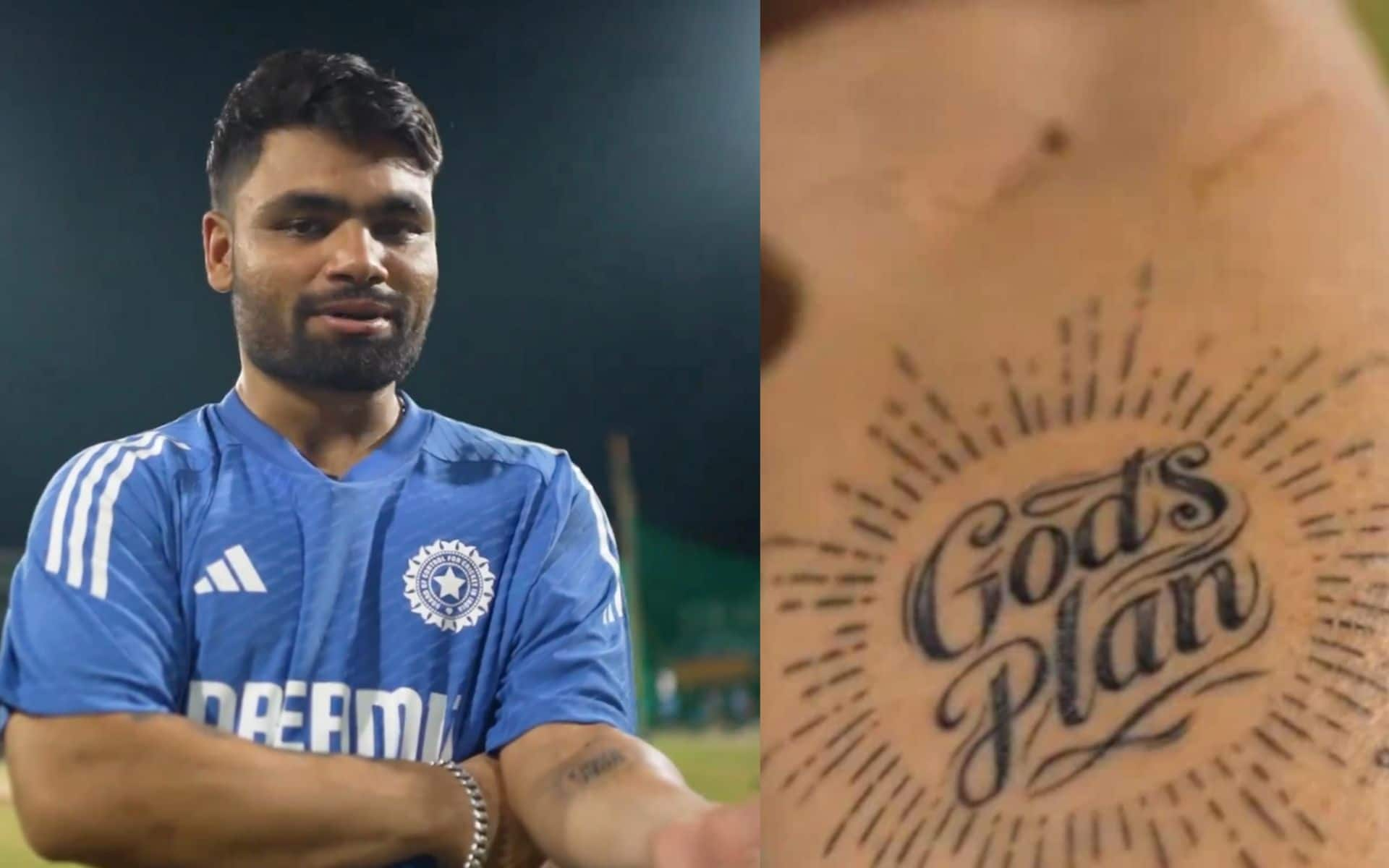 Rinku Singh's God's Plan Tattoo [Source: @BCCI/X.com]