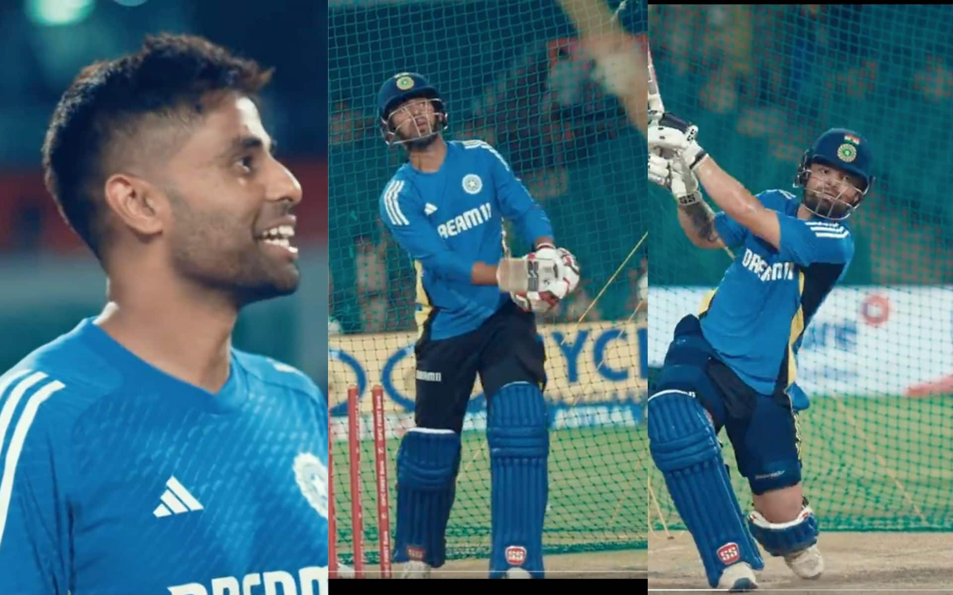 Suryakumar Yadav in the nets with Rinku Singh, Sundar (Source: @BCCI/X.com)