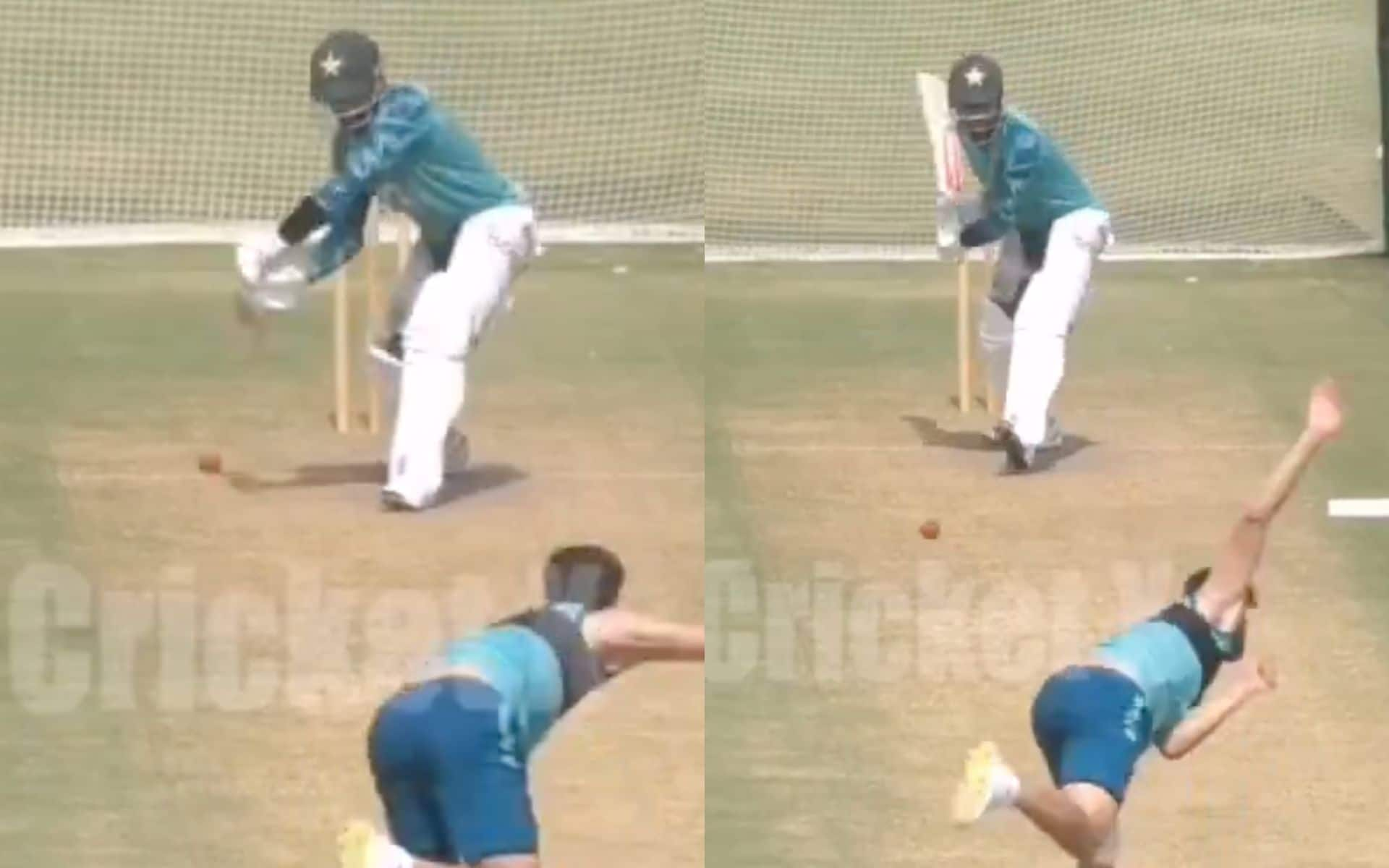 Babar Azam batting in nets (Source: Screengrab@finee_leg/X.com)