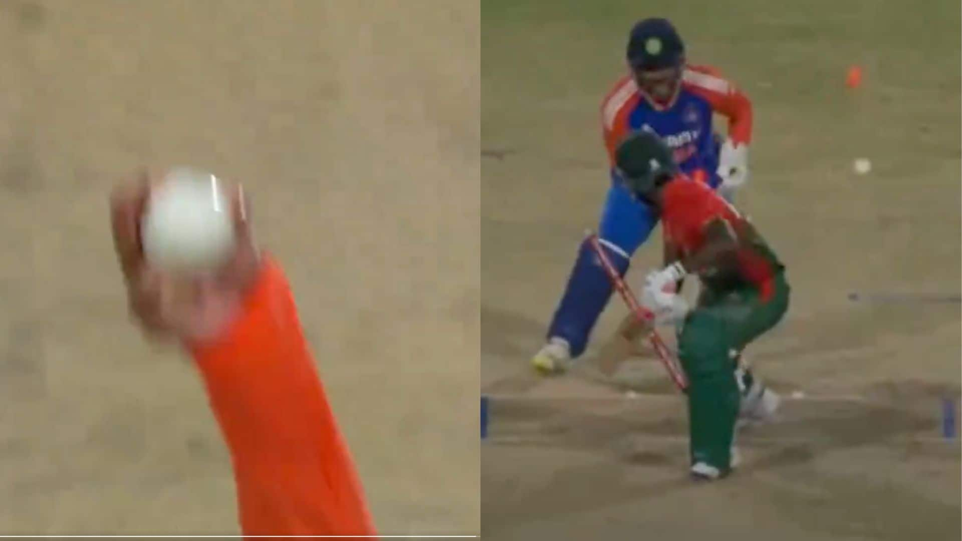 Jaker Ali was cleaned up by Varun [Source: @cricket543210/X]