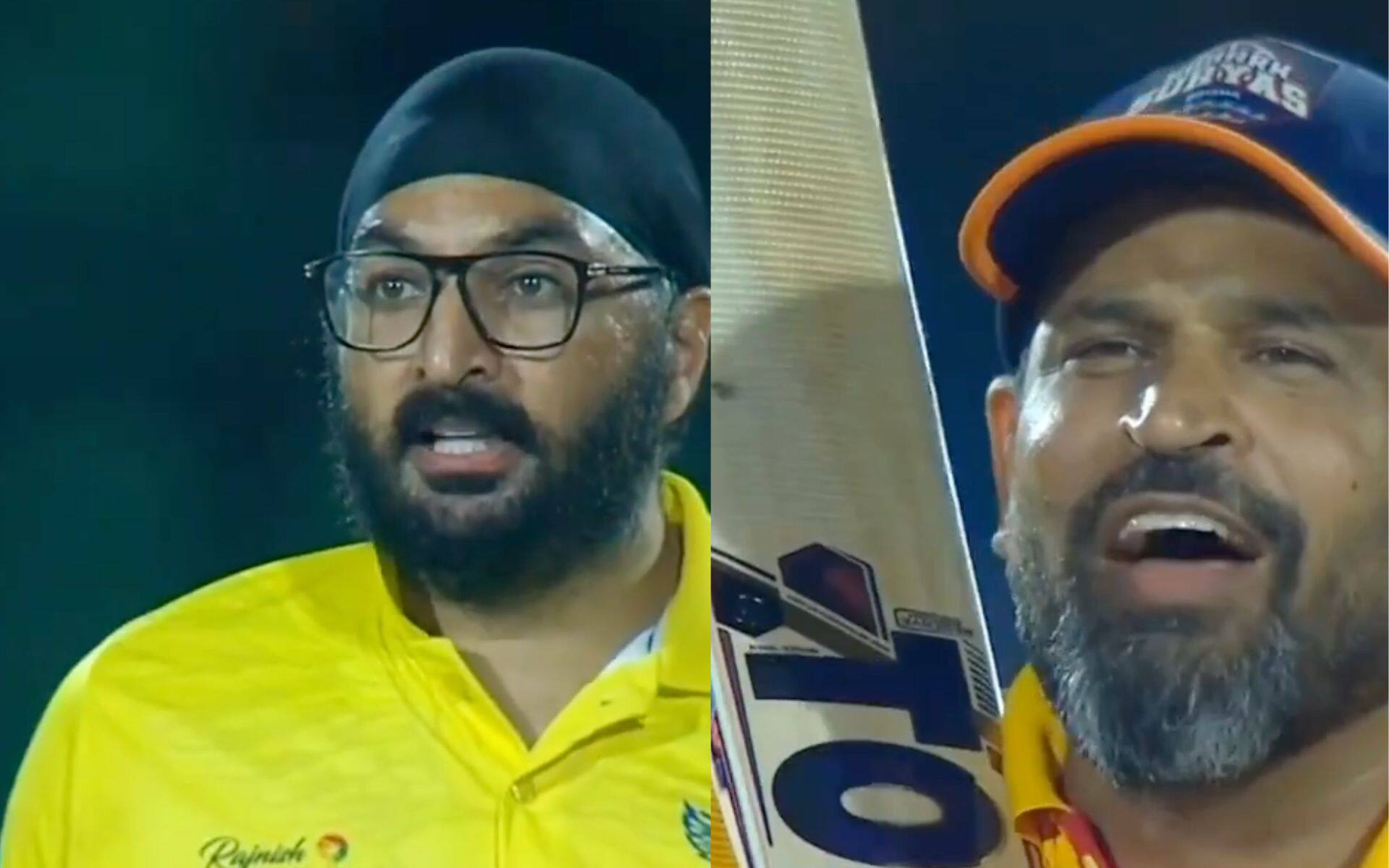 Monty Panesar and Yusuf Pathan engaged in a banter during the 17th match of the LLC 2024 [Source: Screen grab from @FanCode/x.com]