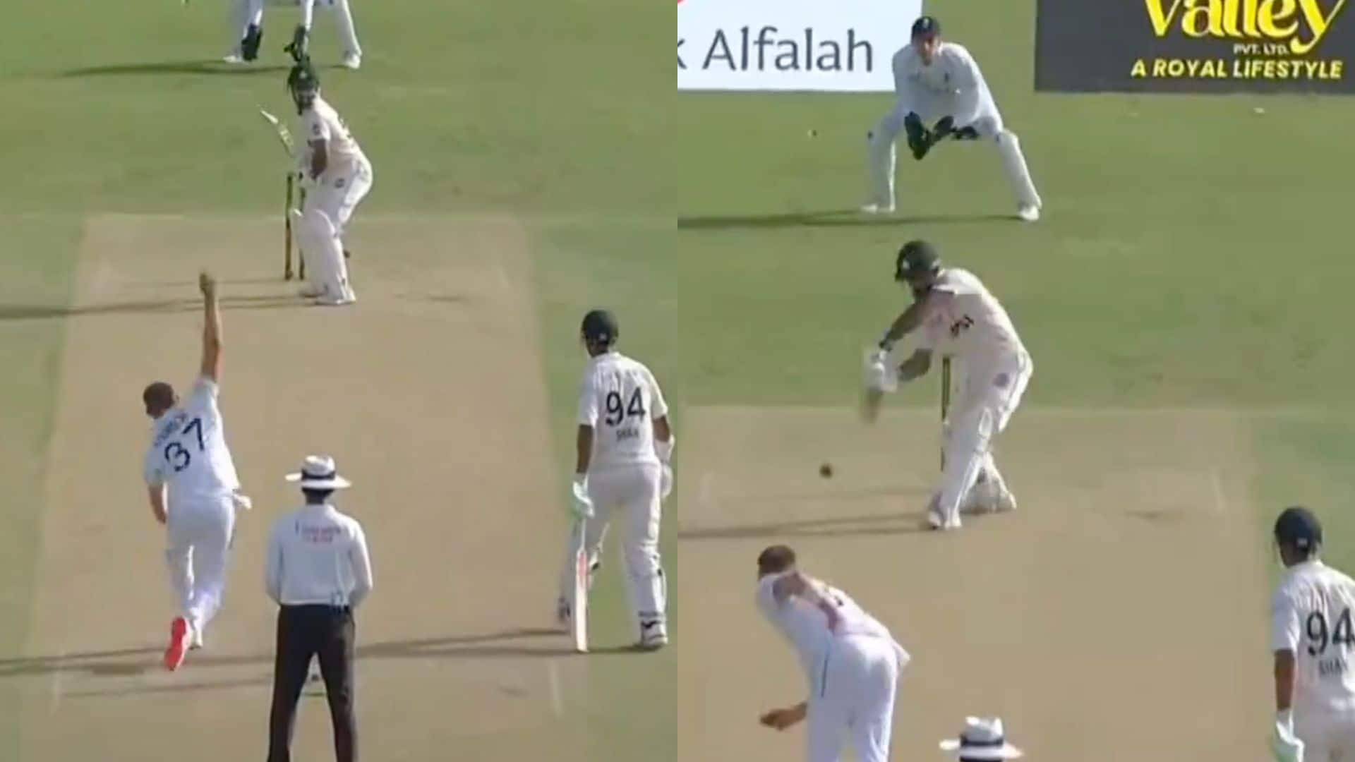 Gus Atkinson dismissed Abdullah Shafique [Source: @cricket543210/X]