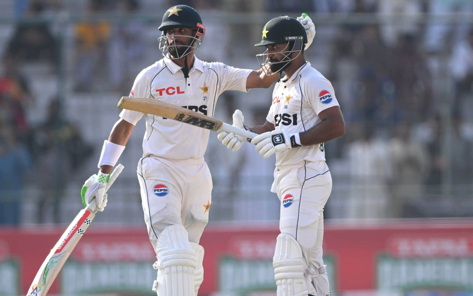 Masood and Shafique shaped their respective centuries on Day 1 [Source: @TheRealPCB/x]