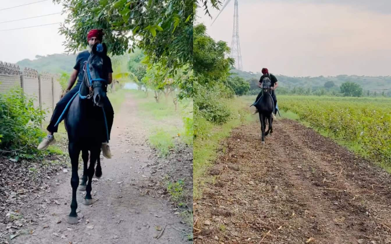 Ravindra Jadeja spotted riding a horse (@royalnavghan/Instagram)