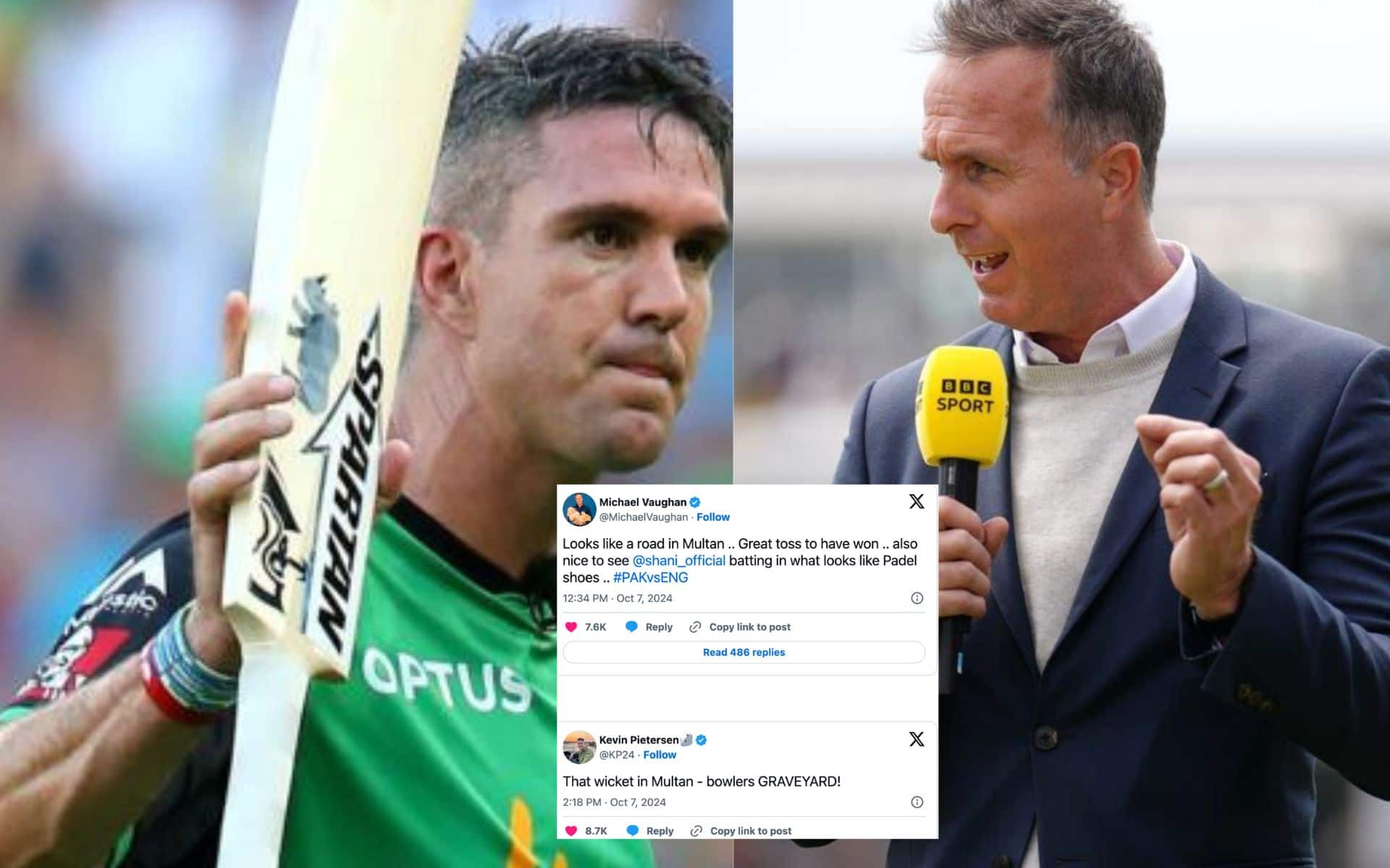 Kevin Pietersen and Michael Vaughan (Source: x.com/@indysport and @betsgenie)