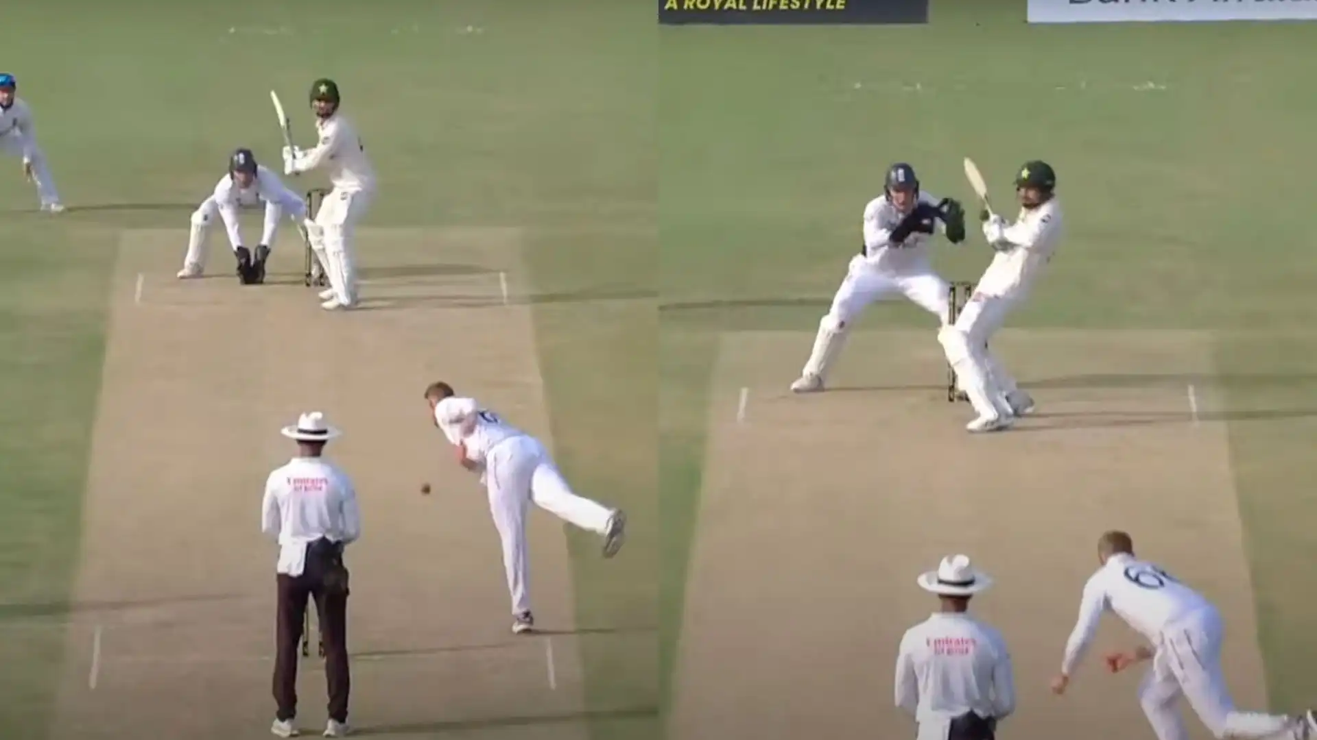 Joe Root's sharp bumper to Abrar Ahmed [Source: @jatin_malu/X]