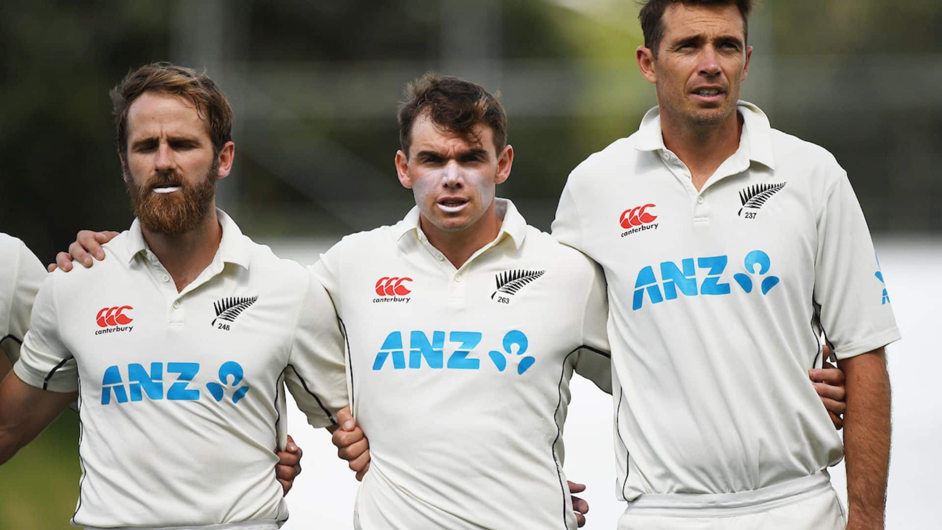 Williamson with Latham and Tim Southee [Source: @BLACKCAPS/X]