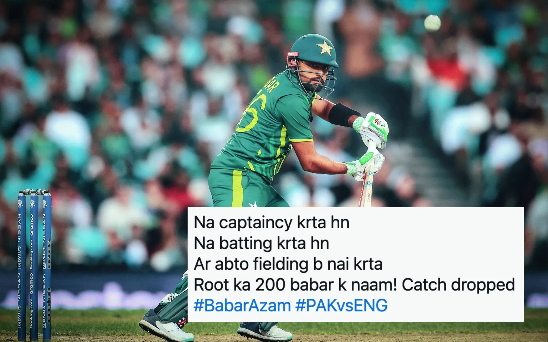 Babar Azam drops a simple catch of Joe Root (Source: @asad_qureshi257/x.com)