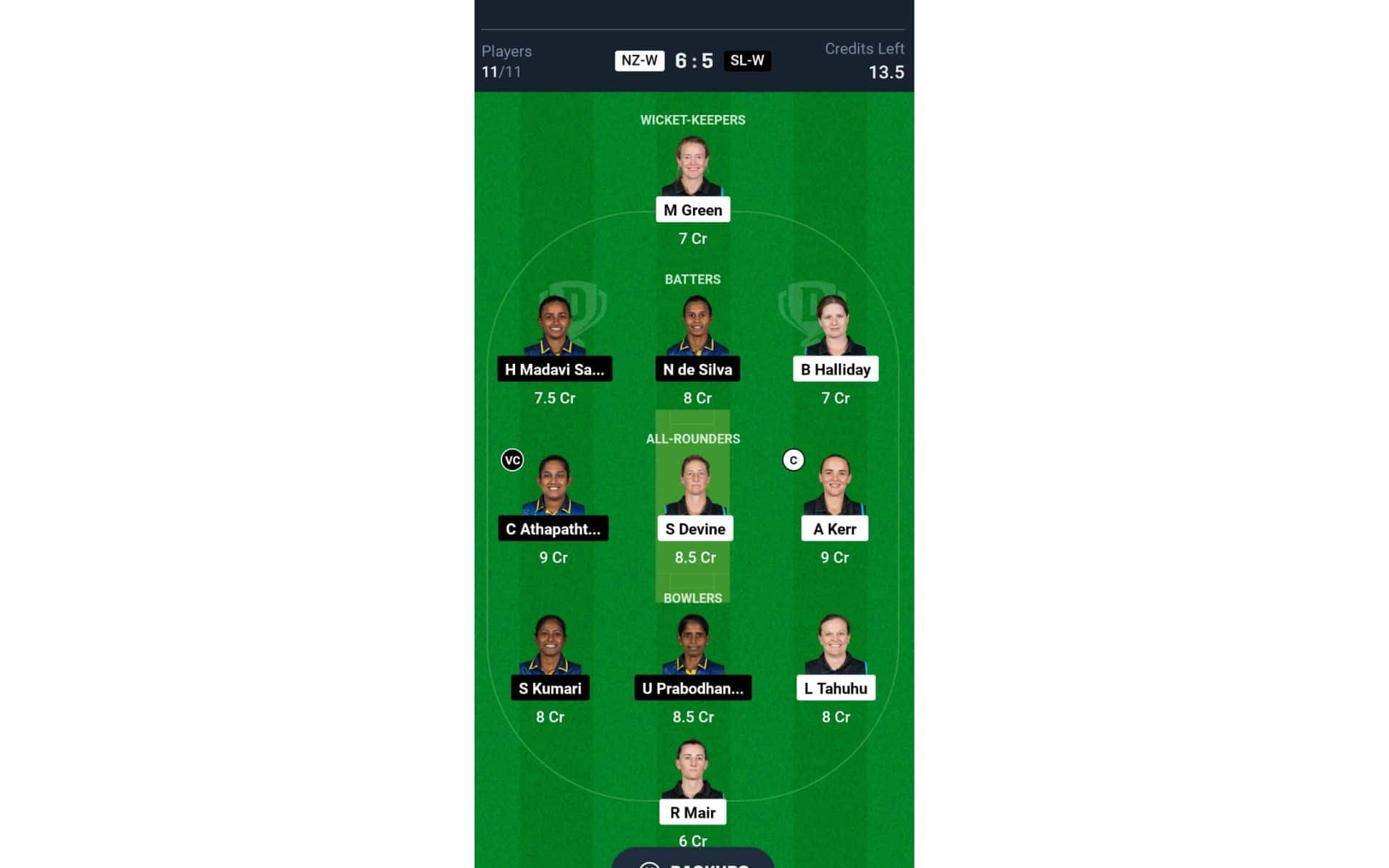 NZ-W vs SL-W, Women's T20 World Cup 2024: Dream11 Team 1 [Source: @Dream11 App]