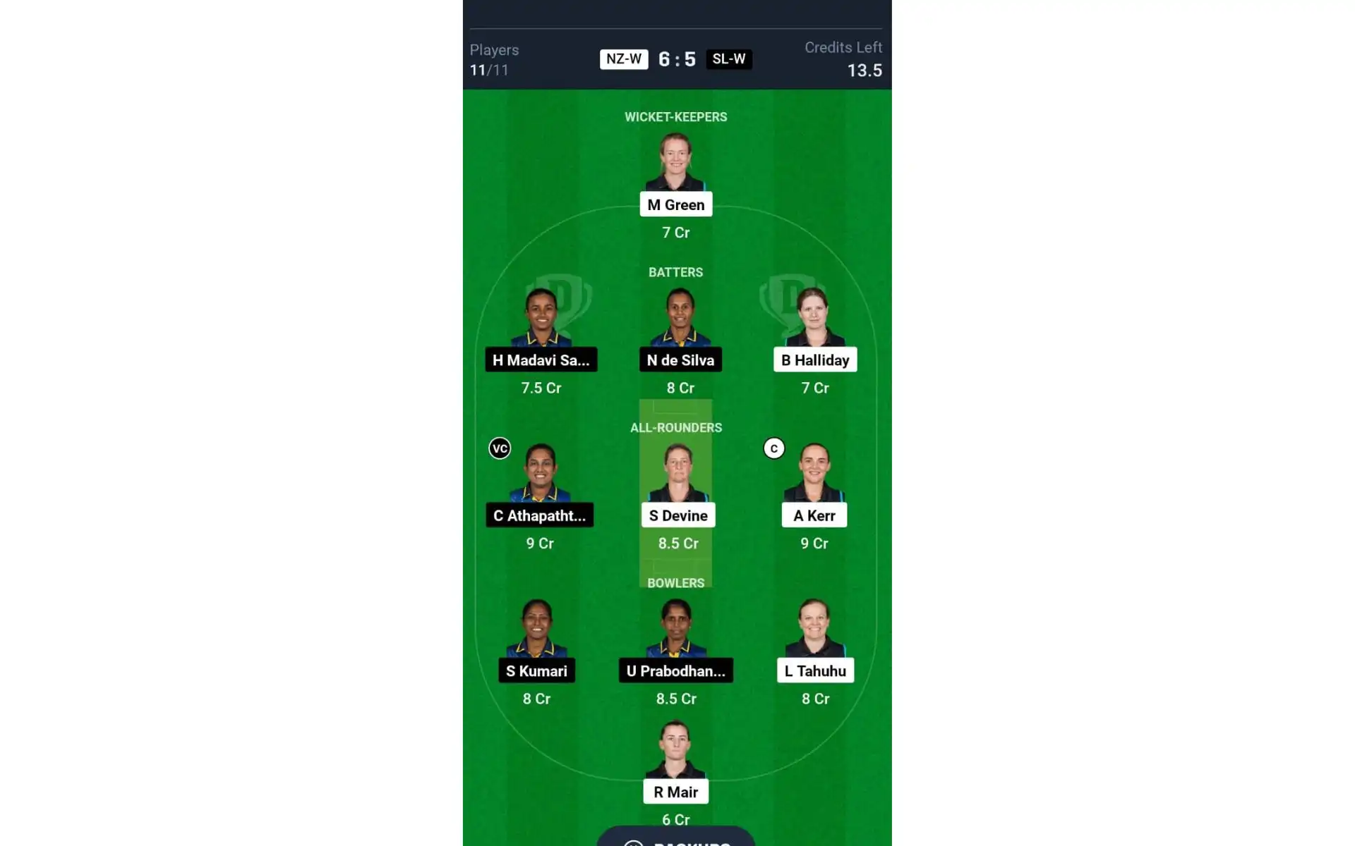NZ-W vs SL-W, Women's T20 World Cup 2024: Dream11 Team 1 [Source: @Dream11 App]