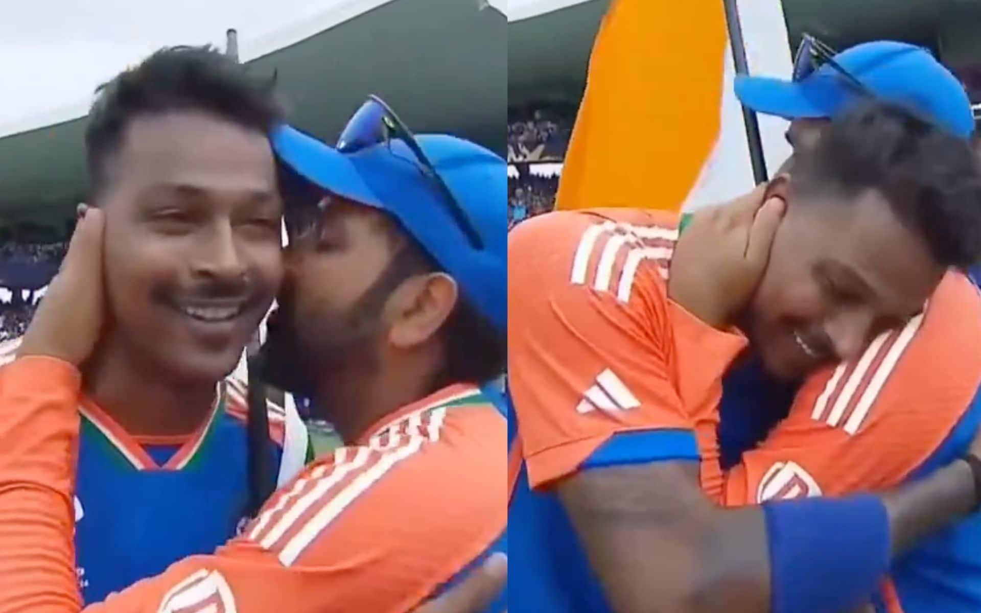 Rohit Sharma kissing Hardik Pandya (Source:@MumbaiIndiansTN/X.com)