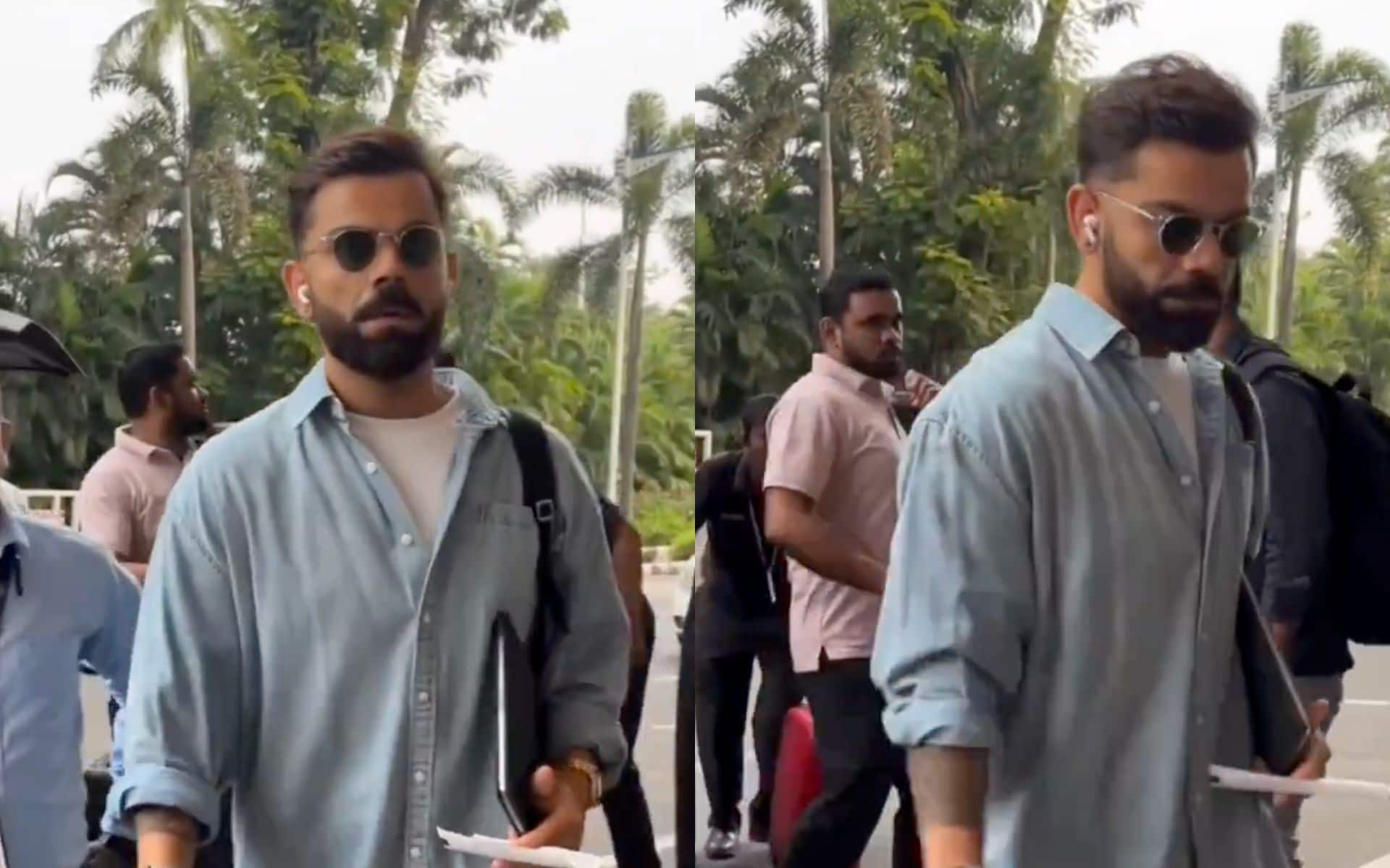 Virat Kohli was spotted at the Mumbai airport [Source: @wrognxvirat/X.com]