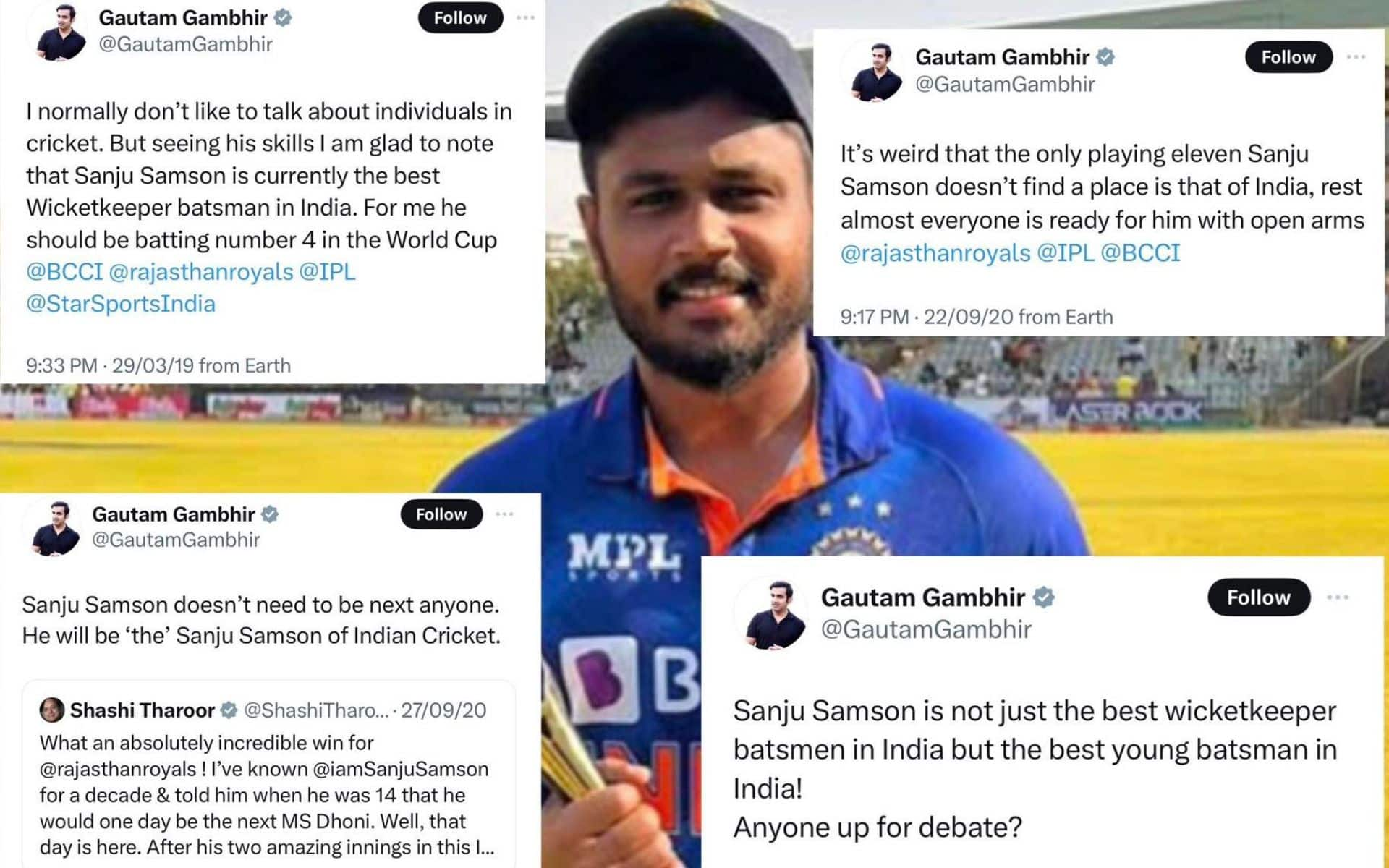 Gautam Gambhir's History Of Showing Love For Sanju Samson; Check All His Viral Posts