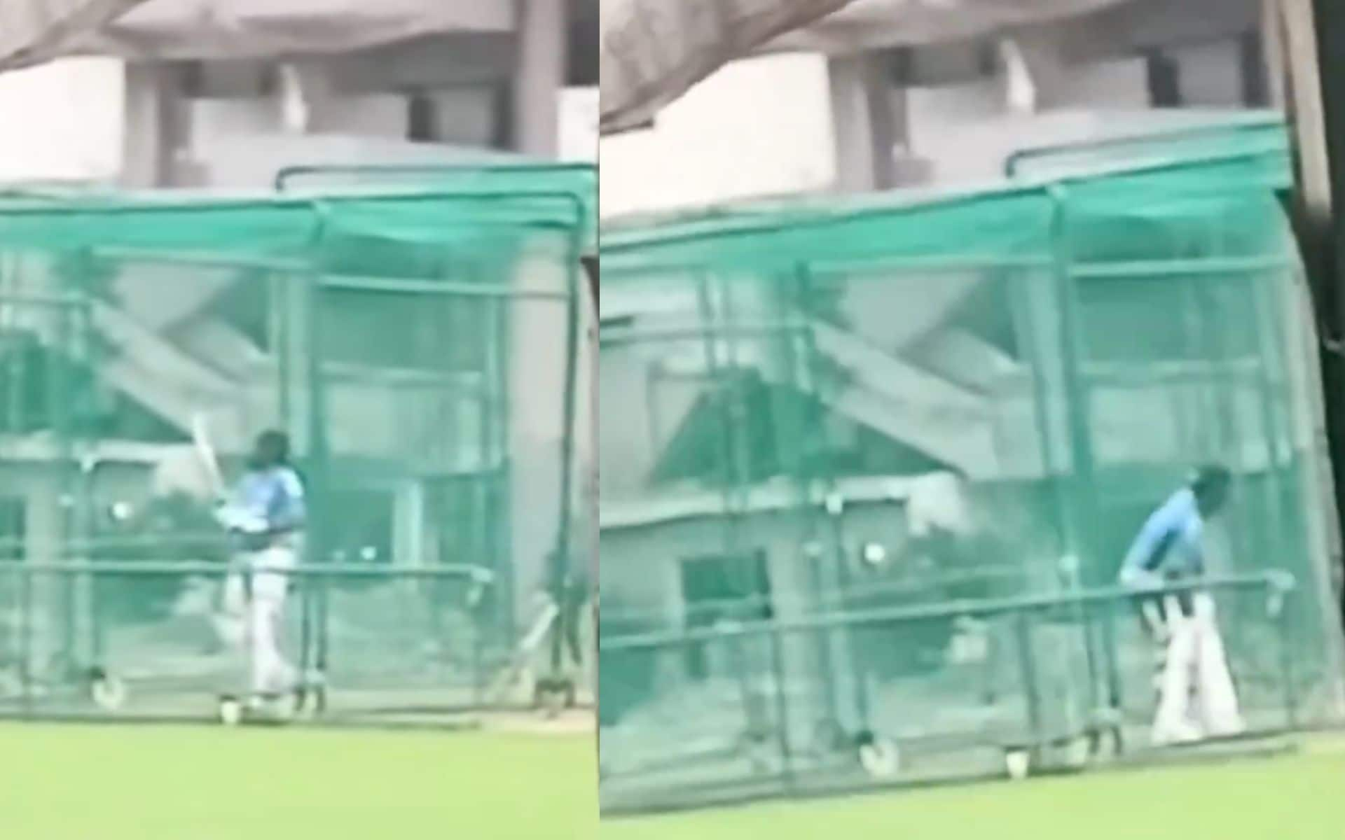 Rohit Sharma hit the nets on Sunday [Source: @rushiii_12/X.com]