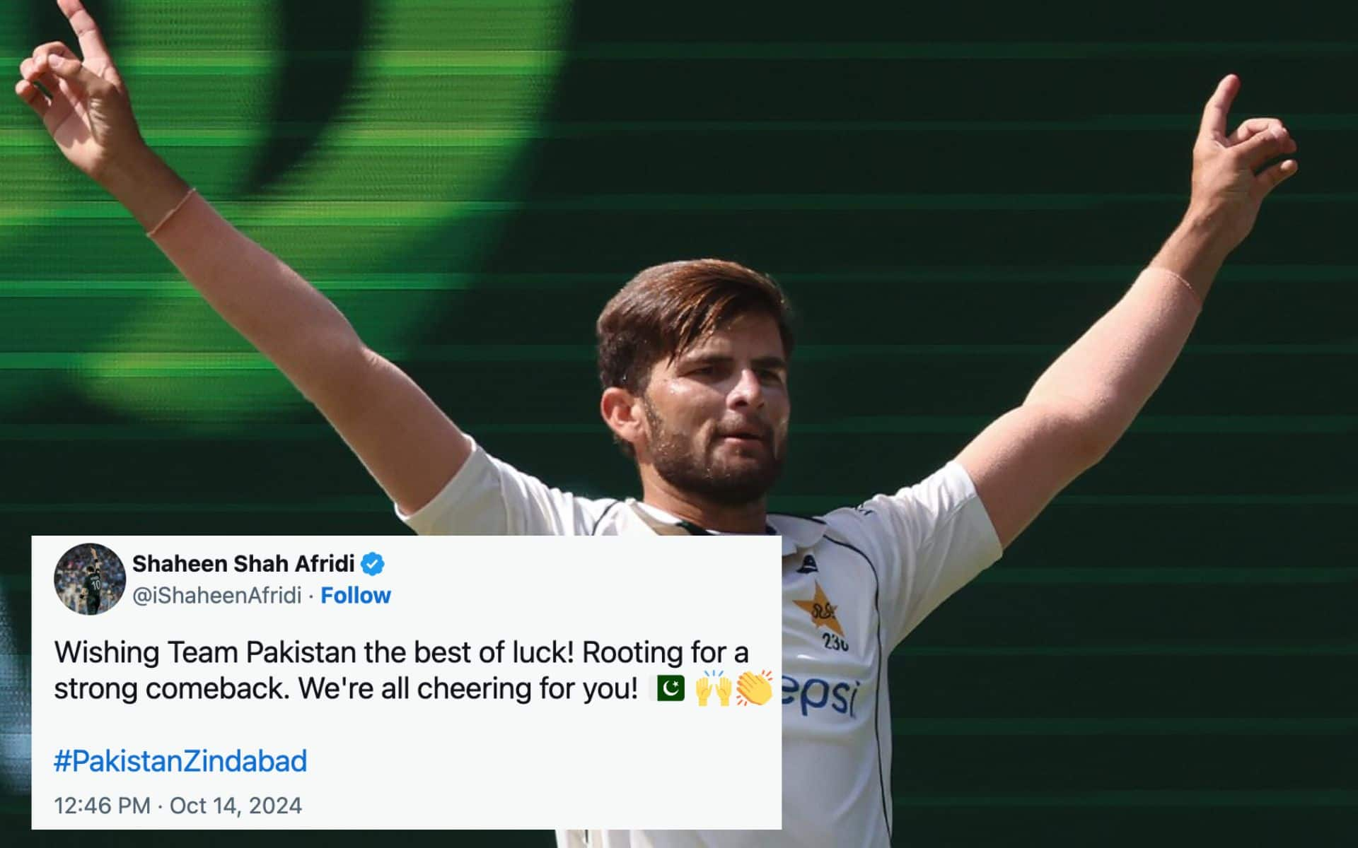 Shaheen Afridi's wishes good luck to team (Source:@ mufaddal_vohra/x.com)