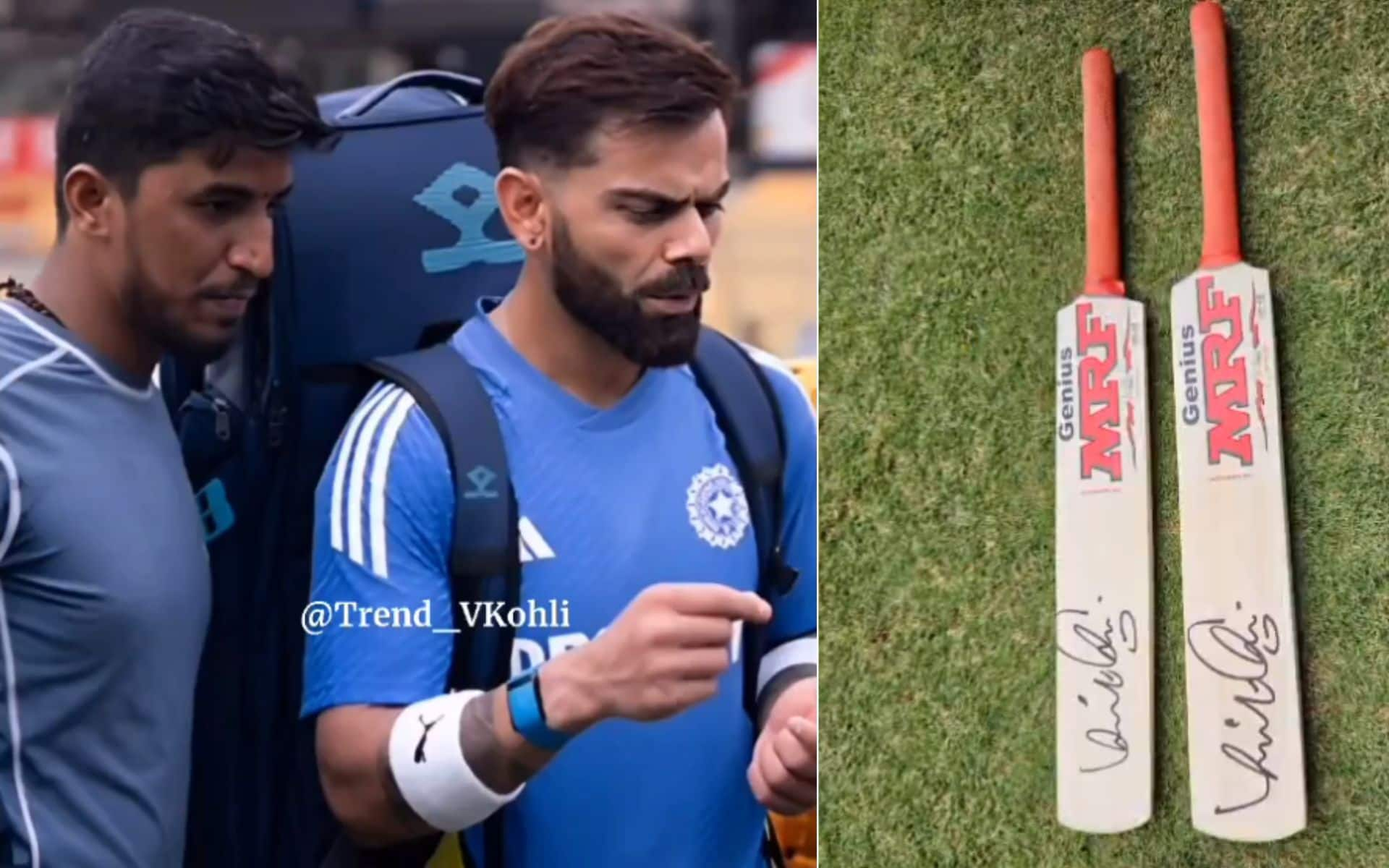 Virat Kohli gifted his bat to budding cricketers in Bengaluru [Source: @mufaddal_vohra/x.com]