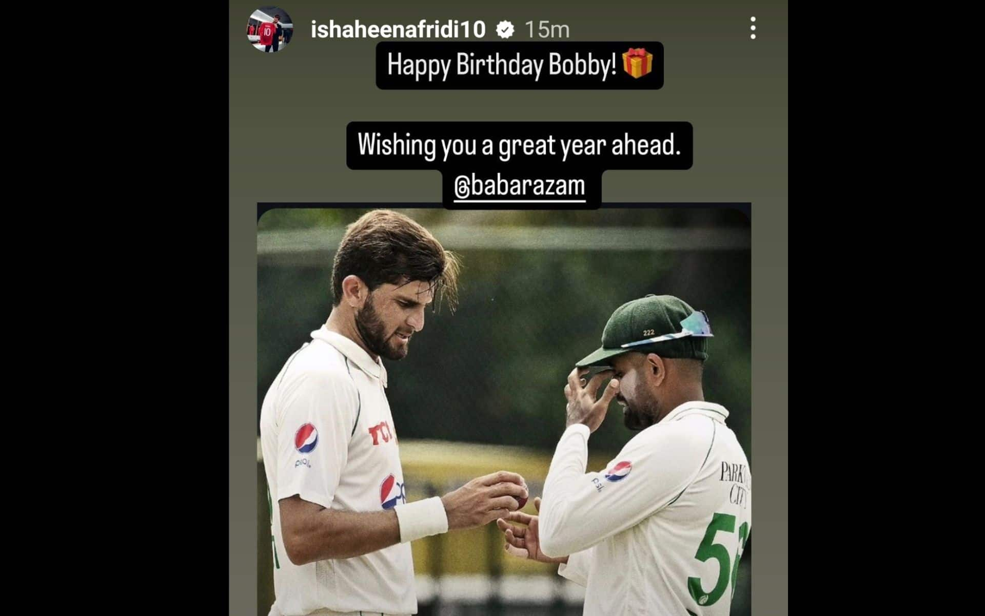 Shaheen Afridi wishes teammate Babar Azam on 30th birthday (@_FaridKhan/X.com)